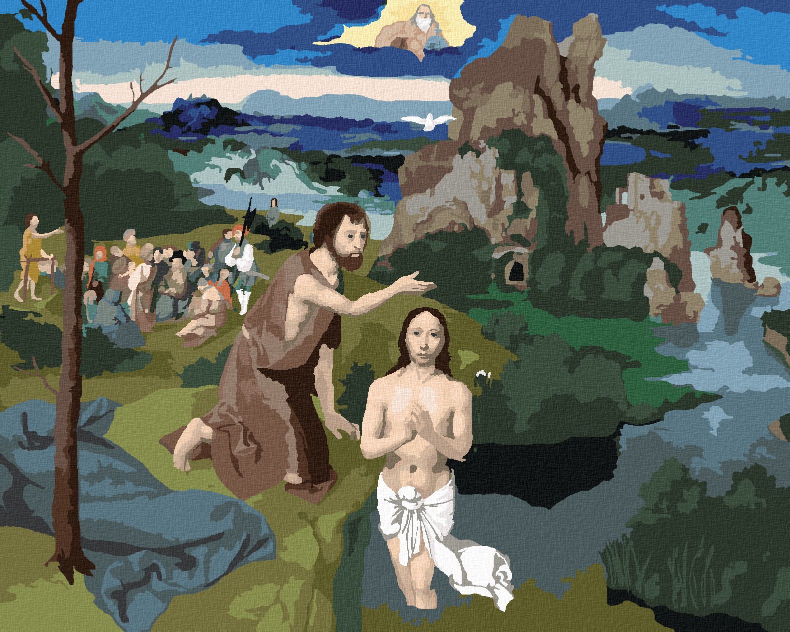 zuty Malování podle čísel - KRISTŮV KŘEST (JOACHIM PATINIR) - Rozměr: 40x50 cm, Rámování: Varianta: bez rámu a bez vypnutí plátna - obrázek 1