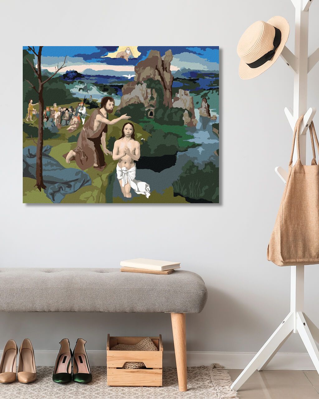 zuty Malování podle čísel - KRISTŮV KŘEST (JOACHIM PATINIR) - Rozměr: 40x50 cm, Rámování: Varianta: bez rámu a bez vypnutí plátna - obrázek 6