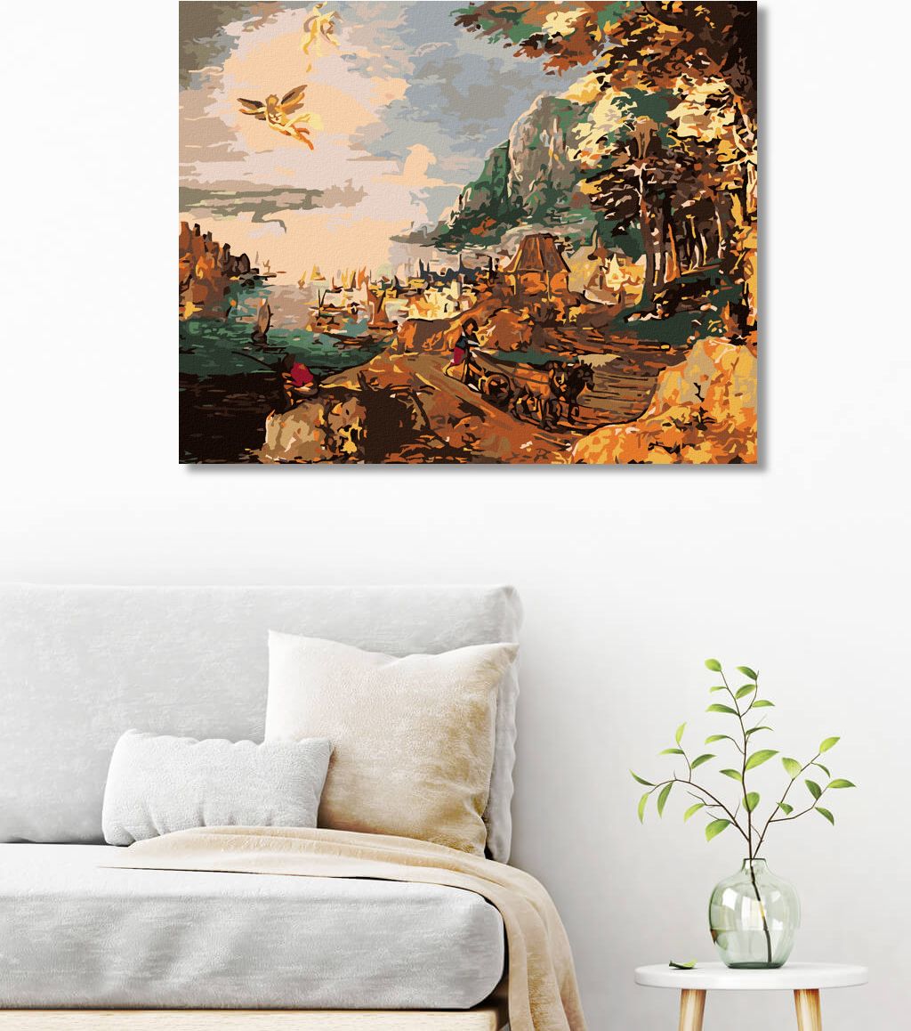 zuty Malování podle čísel - KRAJINA S PÁDEM IKARA (JOOS DE MOMPER ML) - Rozměr: 40x50 cm, Rámování: Varianta: bez rámu a bez vypnutí plátna - obrázek 10