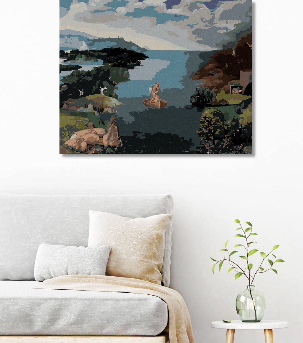 zuty Malování podle čísel - KRAJINA S CHARONEM PŘEKRAČUJÍCÍM STYX (JOACHIM PATINIR) - Rozměr: 40x50 cm, Rámování: Varianta: bez rámu a bez vypnutí plátna - obrázek 5