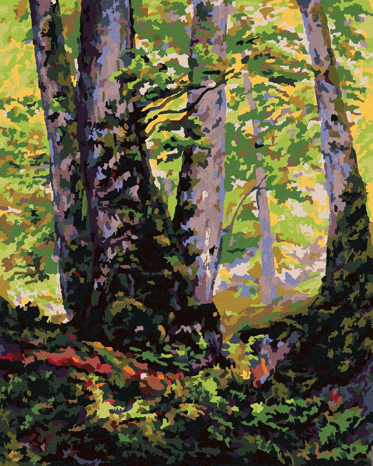 zuty Malování podle čísel - TŘI BUKY (PAUL RANSON) - Rozměr: 40x50 cm, Rámování: Varianta: bez rámu a bez vypnutí plátna - obrázek 1