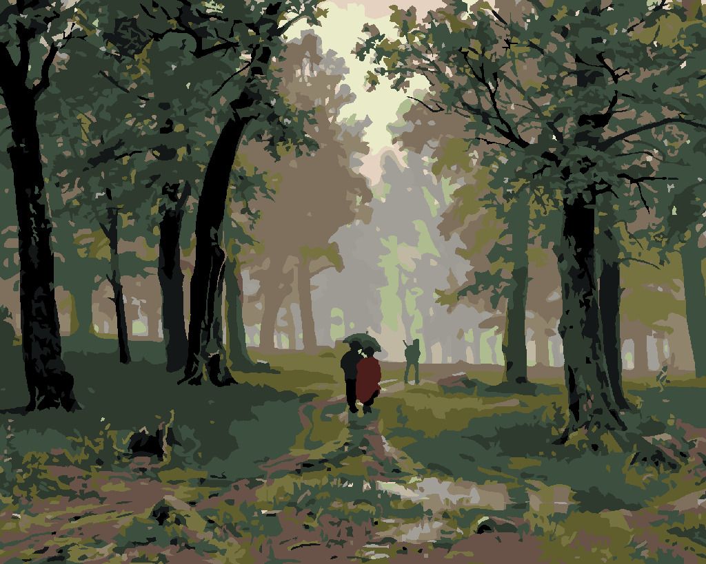 zuty Malování podle čísel - DÉŠŤ V DUBOVÉM LESE (IVAN SHISHKIN) - Rozměr: 40x50 cm, Rámování: Varianta: vypnuté plátno na rám - obrázek 2