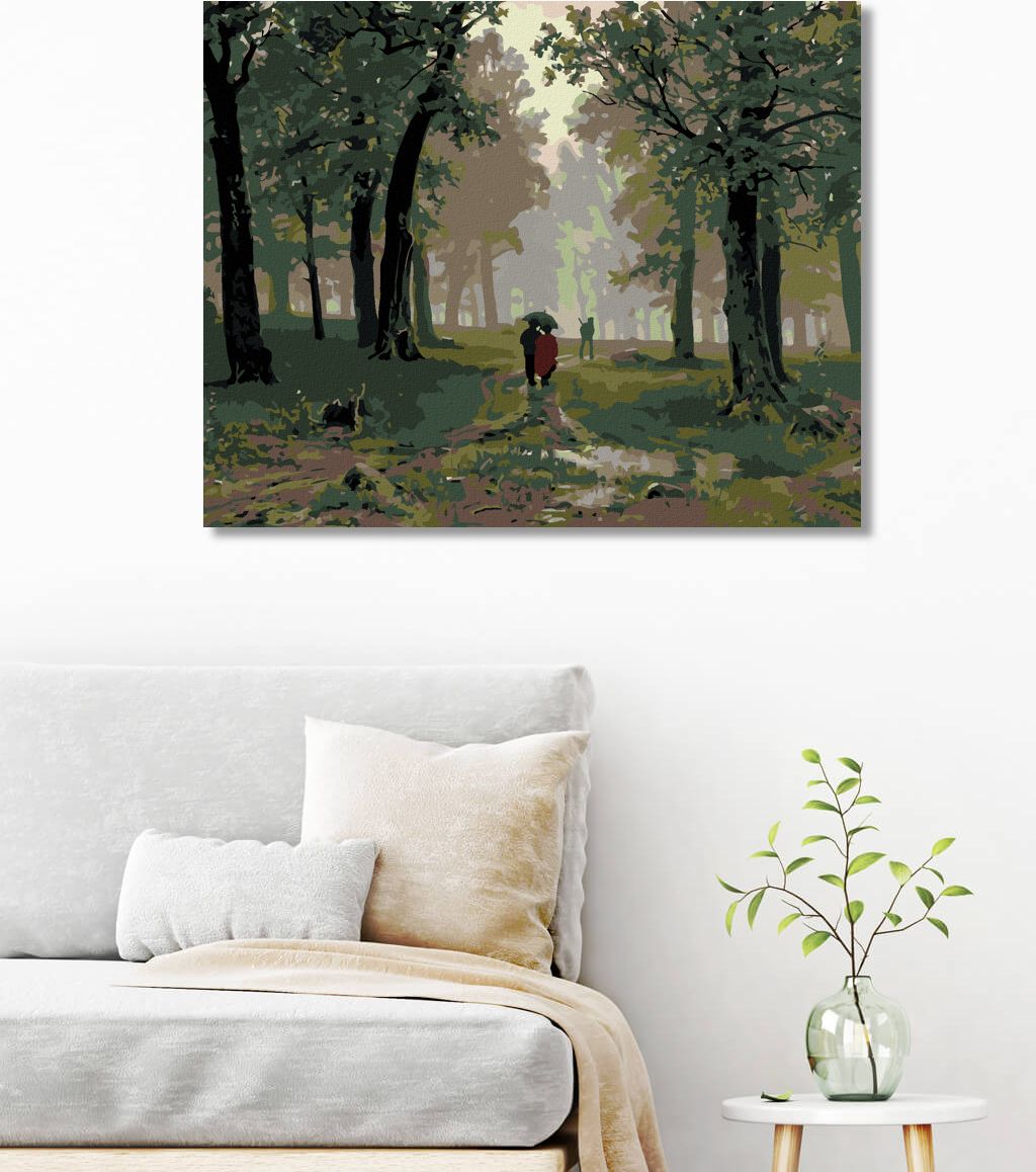 zuty Malování podle čísel - DÉŠŤ V DUBOVÉM LESE (IVAN SHISHKIN) - Rozměr: 40x50 cm, Rámování: Varianta: vypnuté plátno na rám - obrázek 4