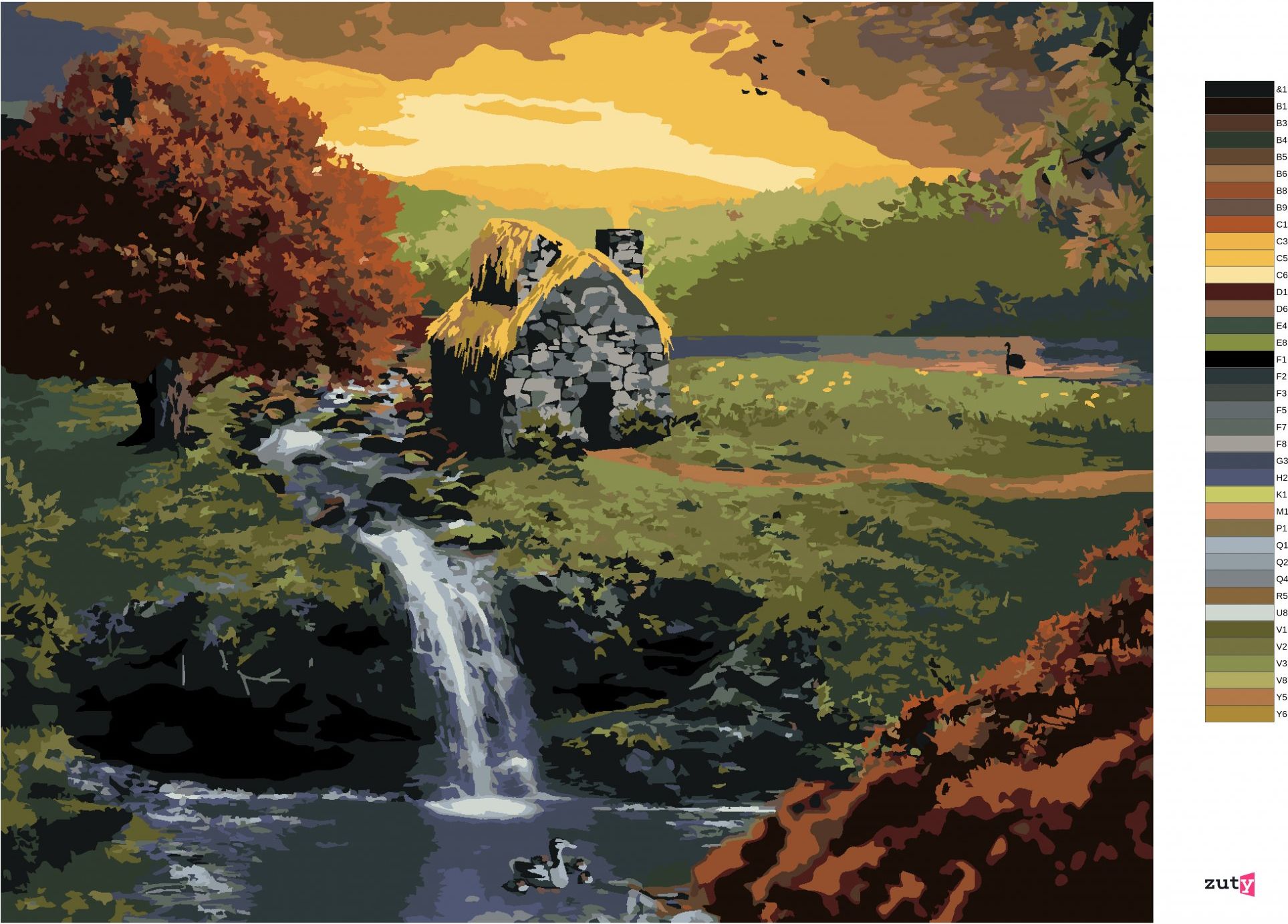 zuty Malování podle čísel - LESNÍ CHATIČKA S POTŮČKEM - Rozměr: 40x50 cm, Rámování: Varianta: vypnuté plátno na rám - obrázek 6