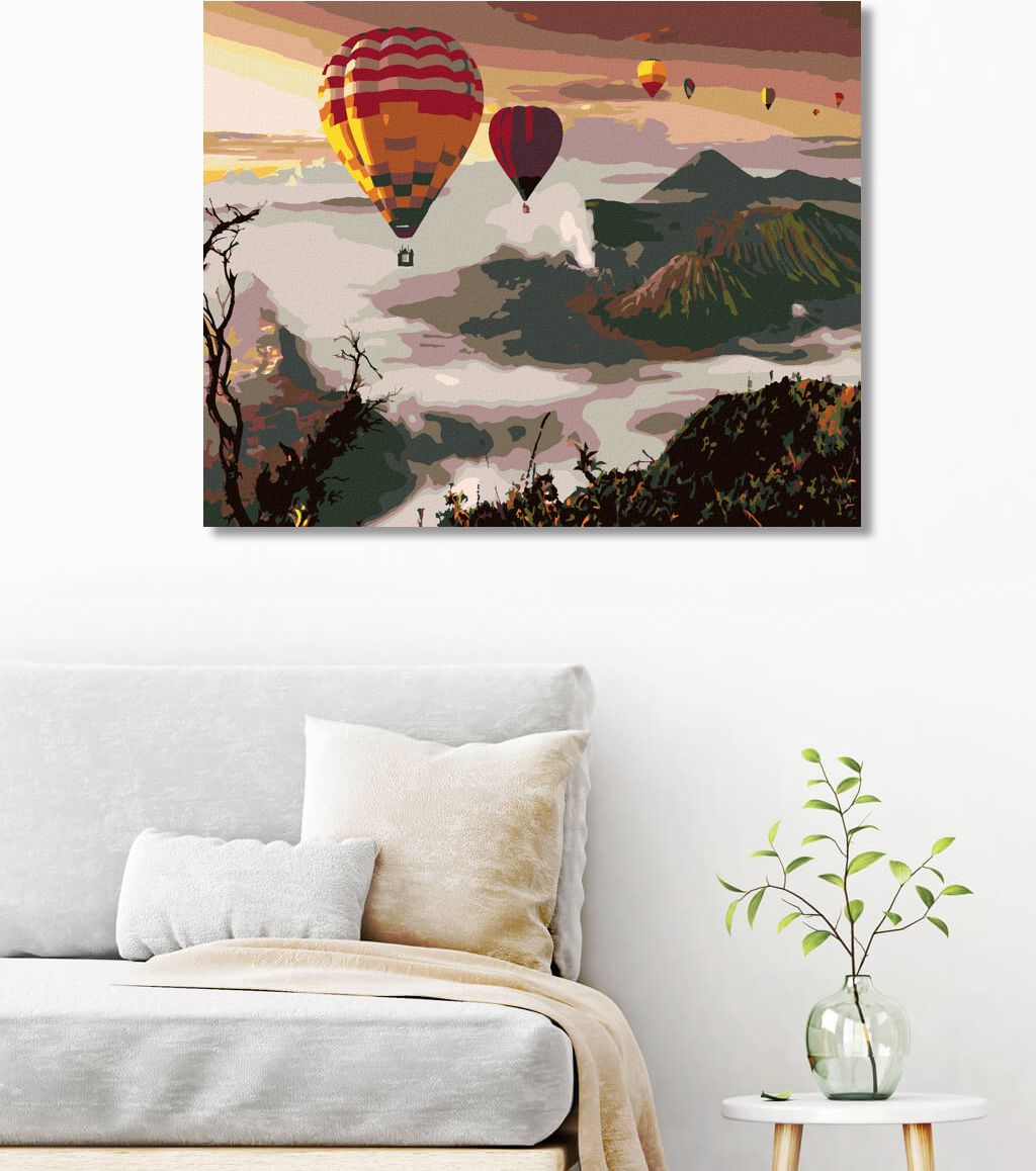 zuty Malování podle čísel - HORKOVZDUŠNÉ BALÓNY NAD SOPKOU MOUNT BROMO - Rozměr: 40x50 cm, Rámování: Varianta: bez rámu a bez vypnutí plátna - obrázek 6