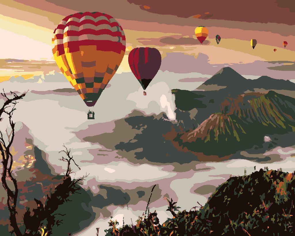 zuty Malování podle čísel - HORKOVZDUŠNÉ BALÓNY NAD SOPKOU MOUNT BROMO - Rozměr: 40x50 cm, Rámování: Varianta: bez rámu a bez vypnutí plátna - obrázek 9