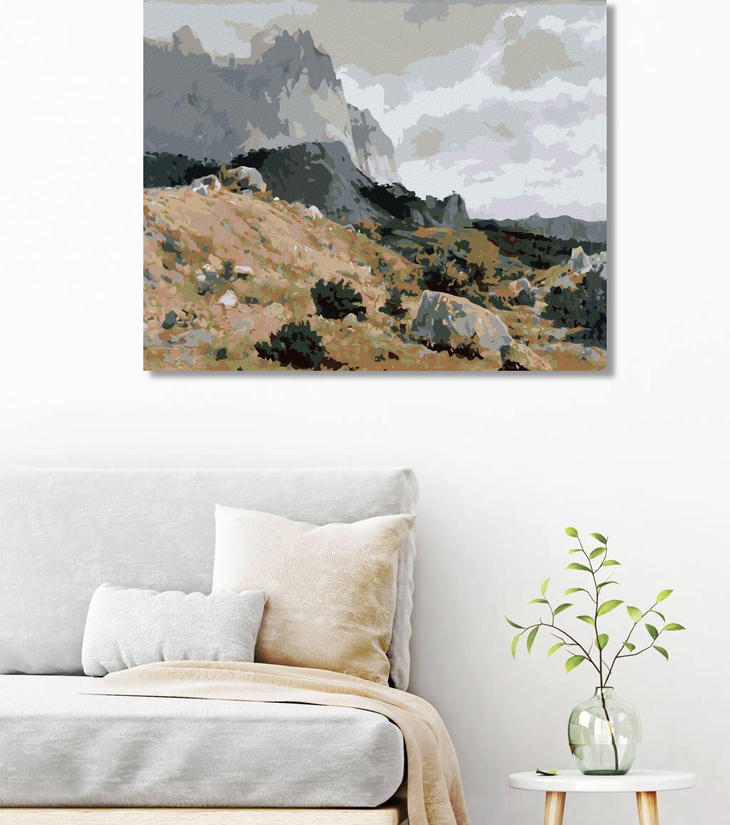 zuty Malování podle čísel - SKALNATÁ KRAJINA (IVAN SHISHKIN) - Rozměr: 40x50 cm, Rámování: Varianta: bez rámu a bez vypnutí plátna - obrázek 6