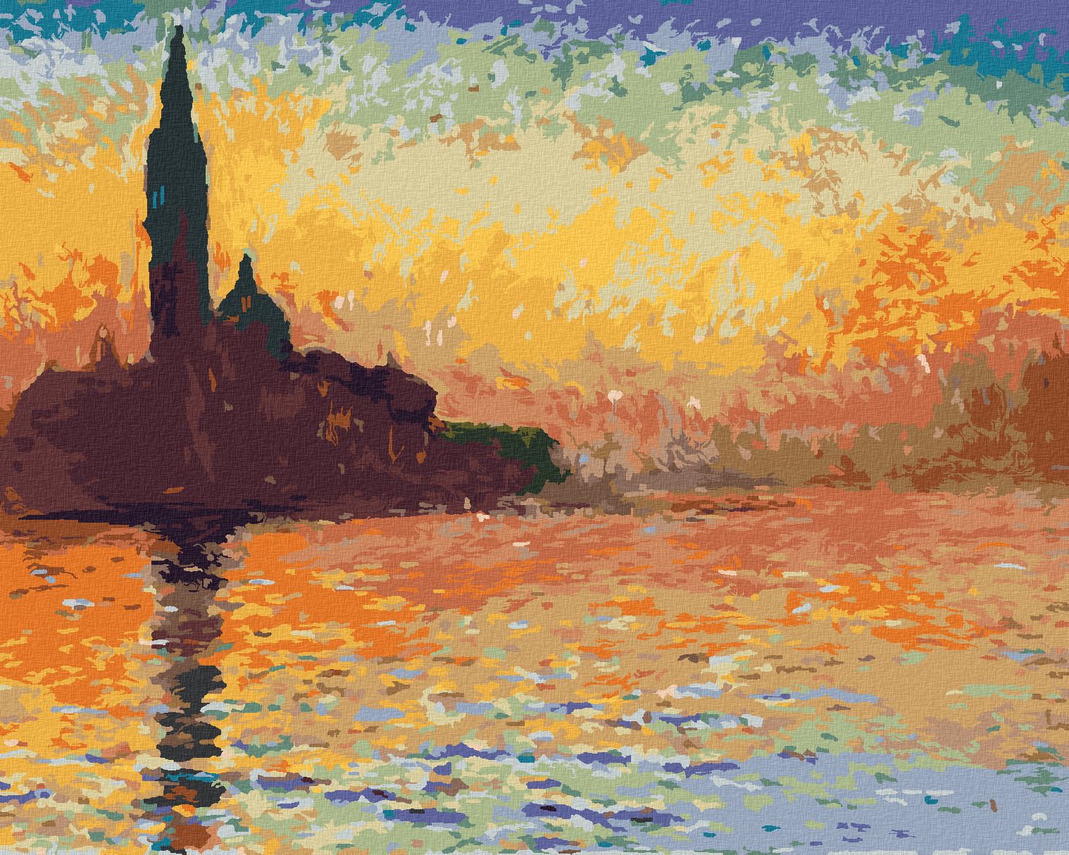 zuty Malování podle čísel - SAN GIORGIO MAGGIORE ZA SOUMRAKU (CLAUDE MONET) - Rozměr: 40x50 cm, Rámování: Varianta: bez rámu a bez vypnutí plátna - obrázek 1