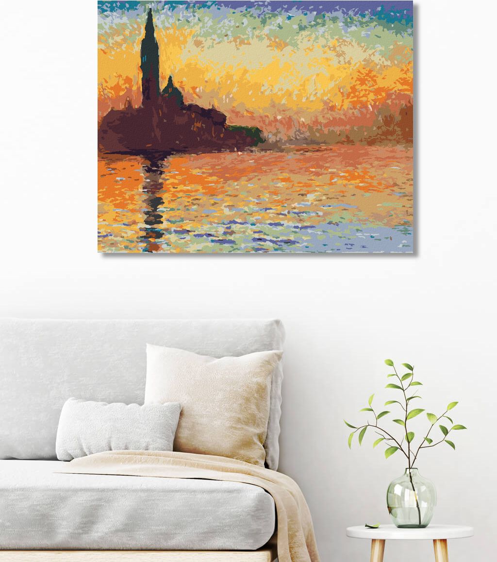 zuty Malování podle čísel - SAN GIORGIO MAGGIORE ZA SOUMRAKU (CLAUDE MONET) - Rozměr: 40x50 cm, Rámování: Varianta: bez rámu a bez vypnutí plátna - obrázek 4