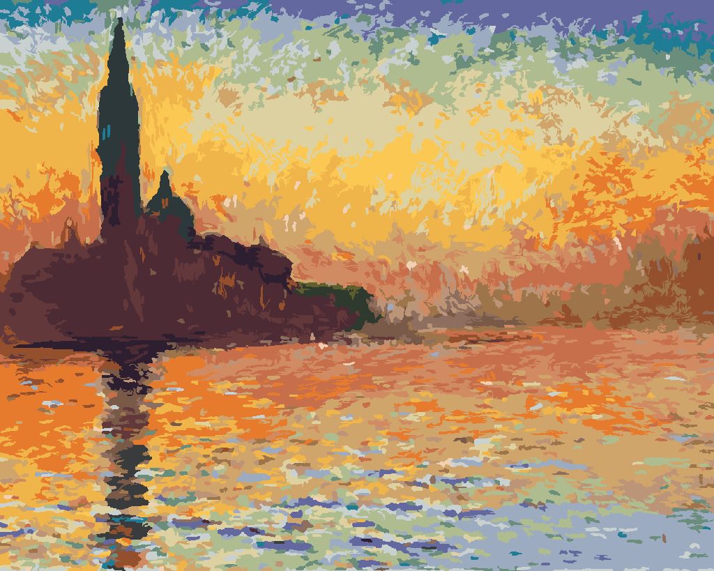 zuty Malování podle čísel - SAN GIORGIO MAGGIORE ZA SOUMRAKU (CLAUDE MONET) - Rozměr: 40x50 cm, Rámování: Varianta: bez rámu a bez vypnutí plátna - obrázek 9