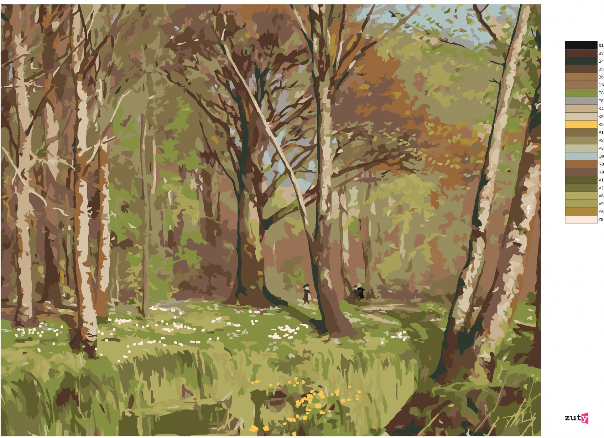 zuty Malování podle čísel - DĚTI V LESE NA JAŘE. SASANKY KVETOU (H. A. BRENDEKILDE) - Rozměr: 40x50 cm, Rámování: Varianta: bez rámu a bez vypnutí plátna - obrázek 9
