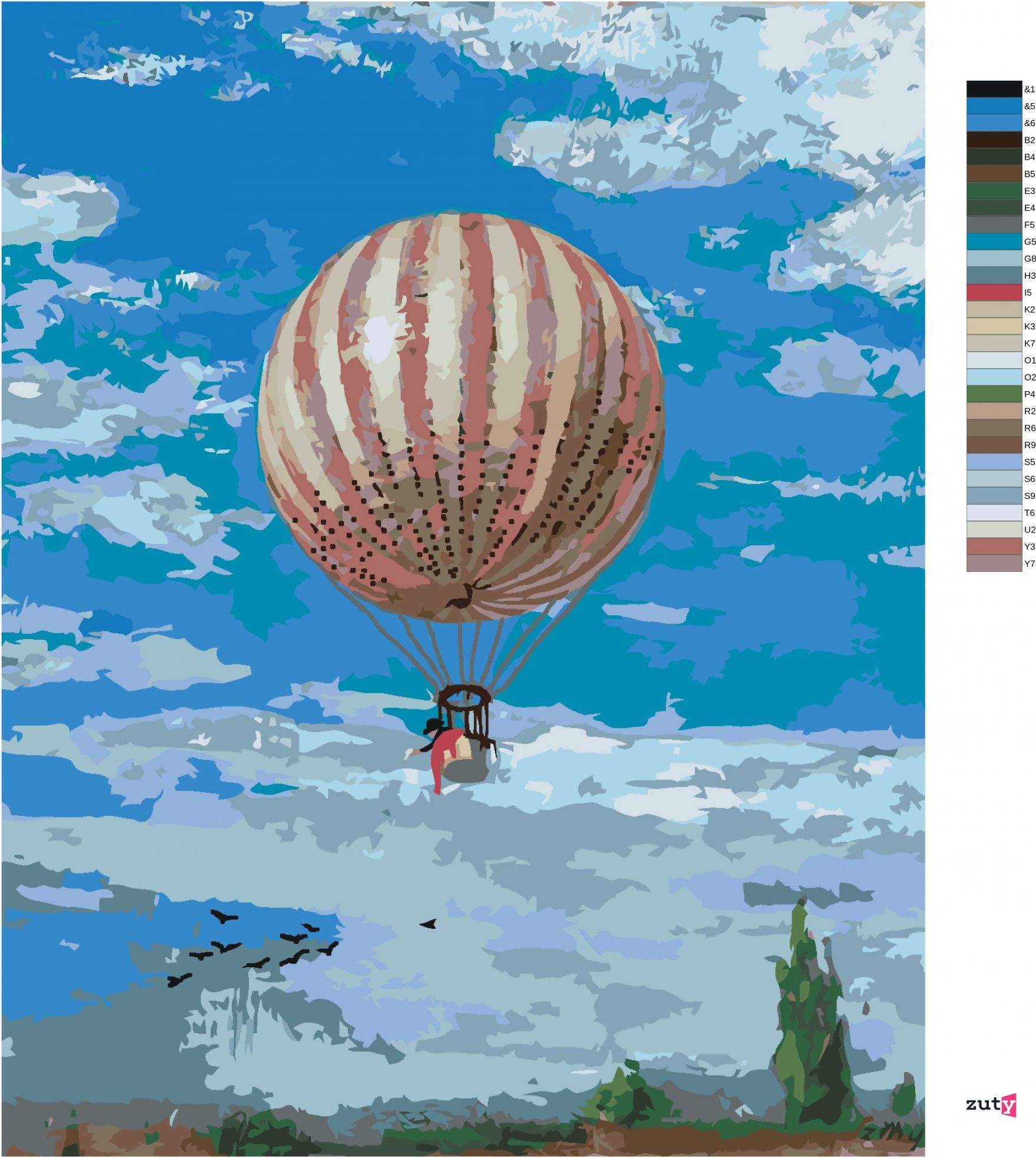 zuty Malování podle čísel - BALÓN (PÁL SZINYEI MERSE) - Rozměr: 40x50 cm, Rámování: Varianta: bez rámu a bez vypnutí plátna - obrázek 3
