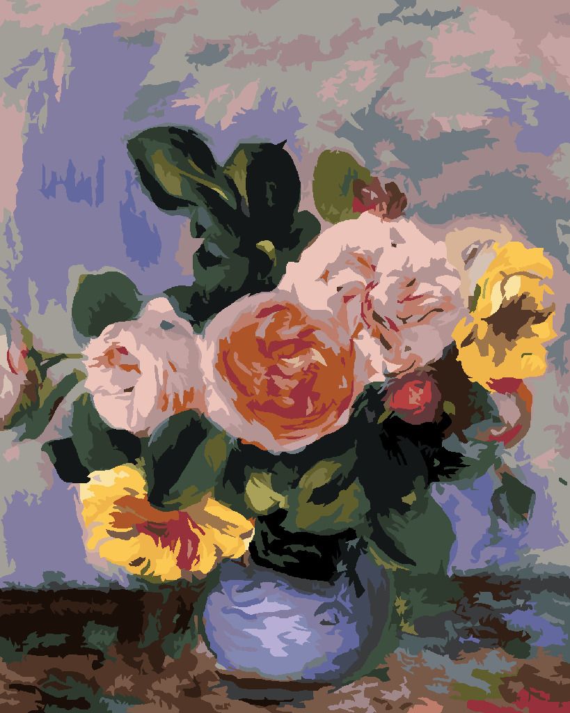 zuty Malování podle čísel - RŮŽE VE VÁZE (PIERRE-AUGUSTE RENOIR) - Rozměr: 40x50 cm, Rámování: Varianta: bez rámu a bez vypnutí plátna - obrázek 9
