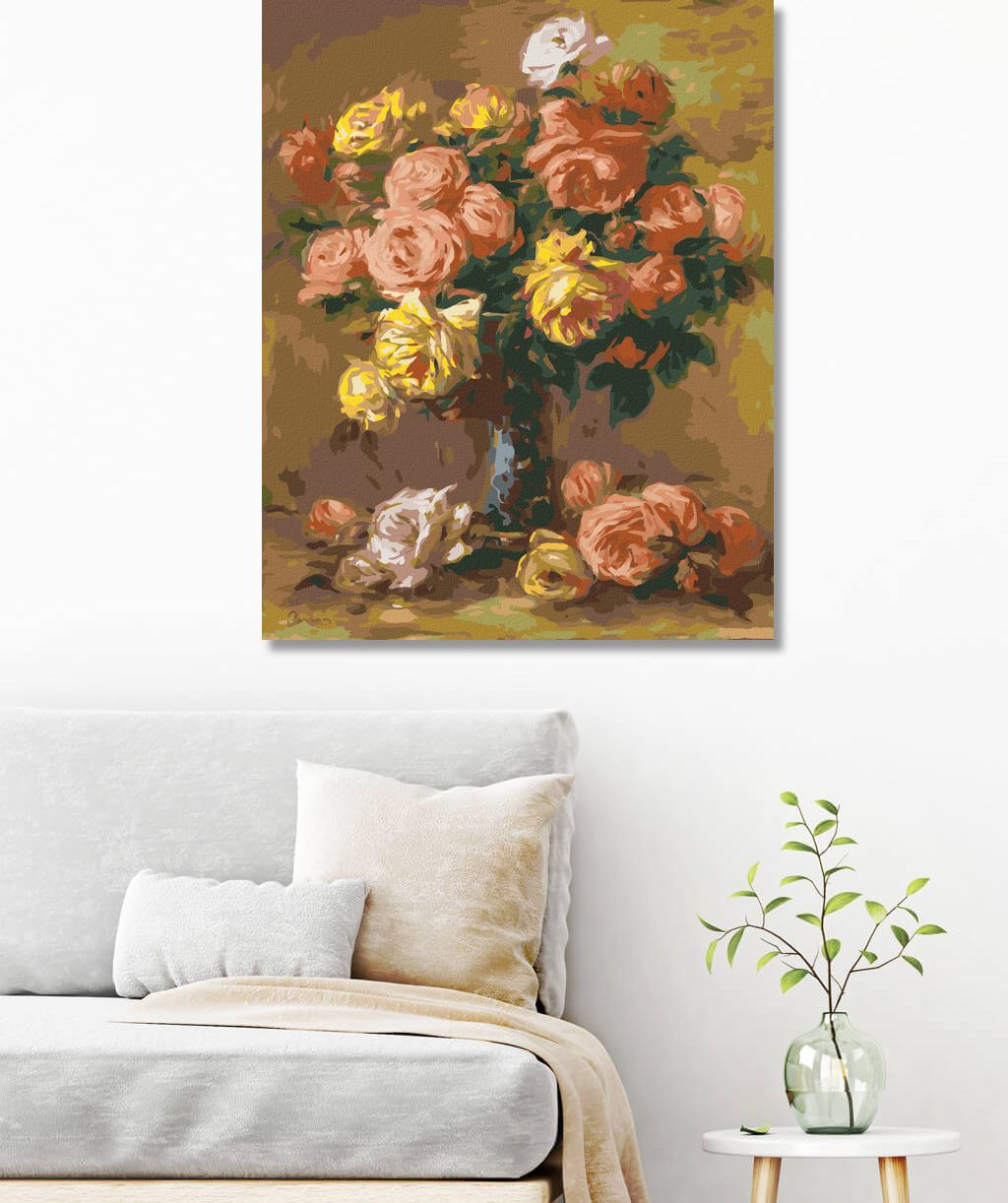 zuty Malování podle čísel - RŮŽE VE VÁZE (PIERRE-AUGUSTE RENOIR) - Rozměr: 40x50 cm, Rámování: Varianta: bez rámu a bez vypnutí plátna - obrázek 11