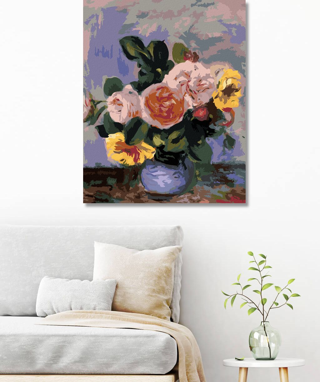 zuty Malování podle čísel - RŮŽE VE VÁZE (PIERRE-AUGUSTE RENOIR) - Rozměr: 40x50 cm, Rámování: Varianta: bez rámu a bez vypnutí plátna - obrázek 18