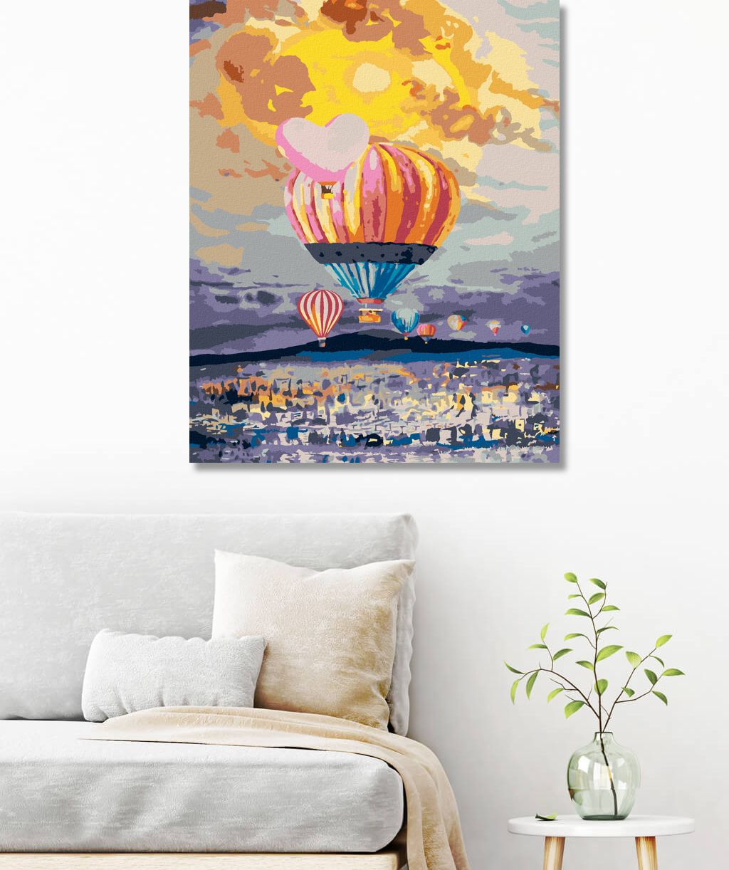 zuty Malování podle čísel - HORKOVZDUŠNÉ BALÓNY NAD MĚSTEM - Rozměr: 40x50 cm, Rámování: Varianta: bez rámu a bez vypnutí plátna - obrázek 6