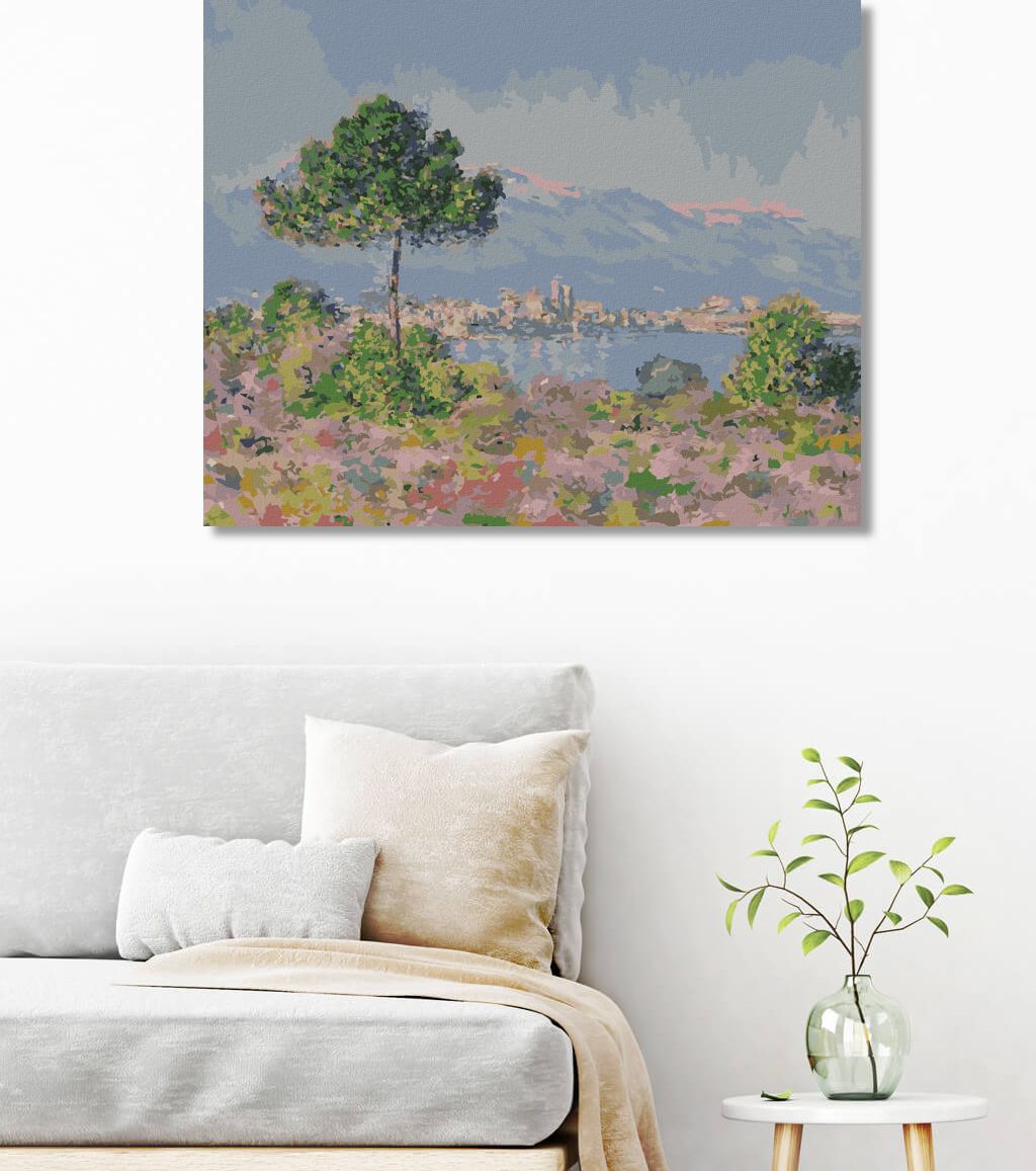 zuty Malování podle čísel - ANTIBES PŘI POHLEDU Z PLATEAU NOTRE-DAME (CLAUDE MONET) - Rozměr: 40x50 cm, Rámování: Varianta: bez rámu a bez vypnutí plátna - obrázek 3