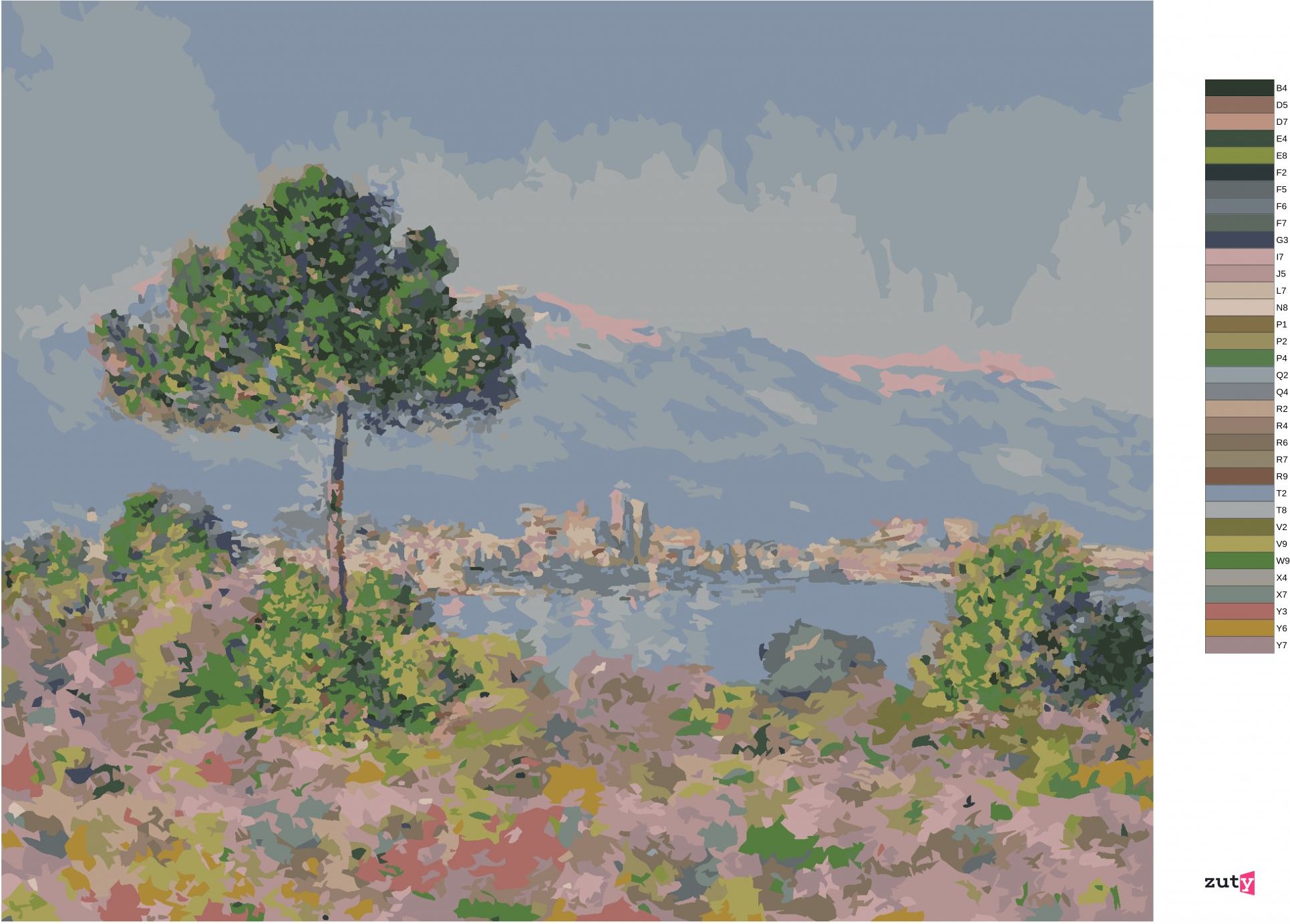 zuty Malování podle čísel - ANTIBES PŘI POHLEDU Z PLATEAU NOTRE-DAME (CLAUDE MONET) - Rozměr: 40x50 cm, Rámování: Varianta: vypnuté plátno na rám - obrázek 2