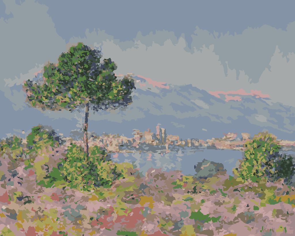 zuty Malování podle čísel - ANTIBES PŘI POHLEDU Z PLATEAU NOTRE-DAME (CLAUDE MONET) - Rozměr: 40x50 cm, Rámování: Varianta: vypnuté plátno na rám - obrázek 8
