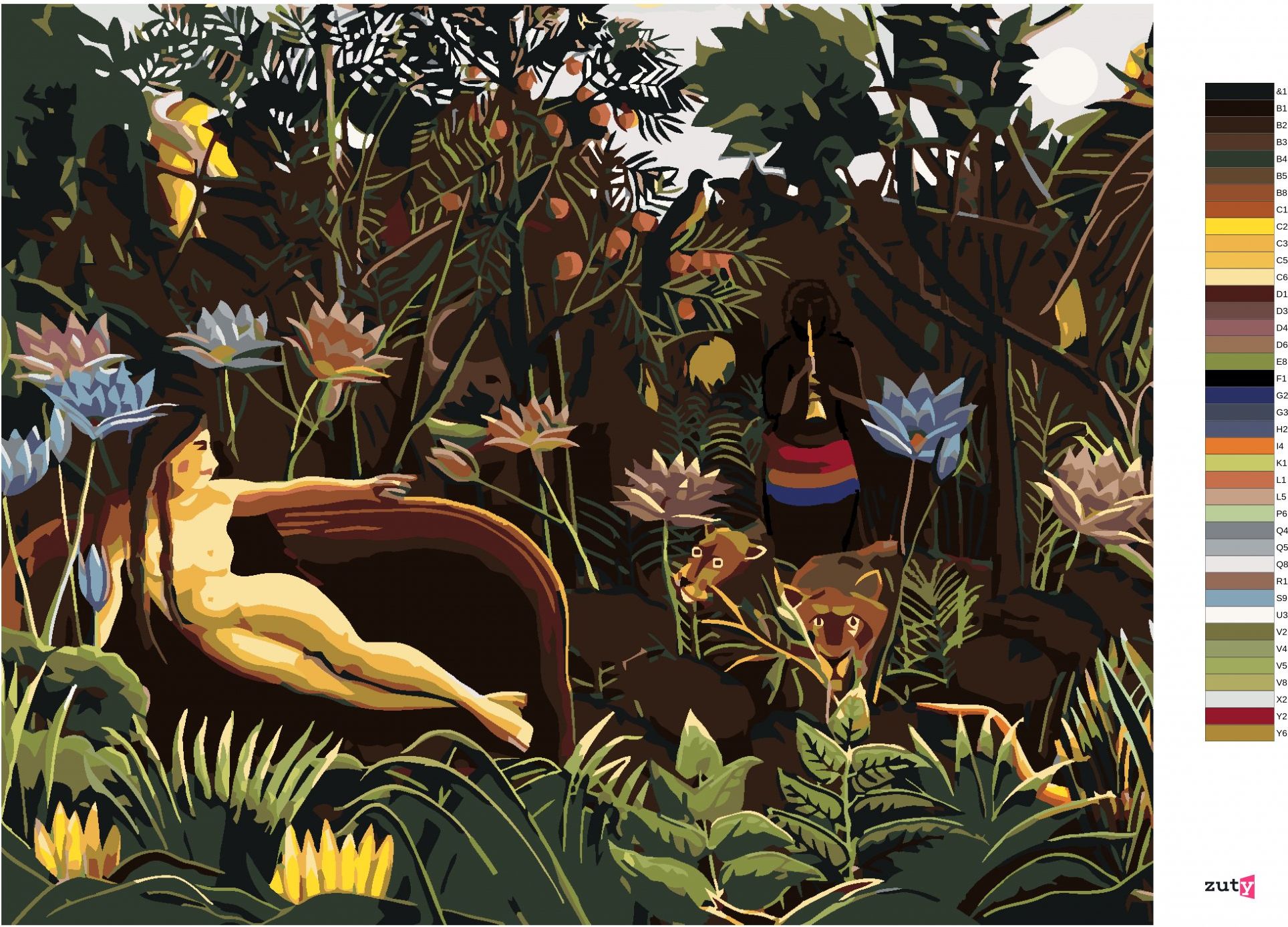 zuty Malování podle čísel - SEN (HENRI ROUSSEAU) - Rozměr: 40x50 cm, Rámování: Varianta: bez rámu a bez vypnutí plátna - obrázek 10