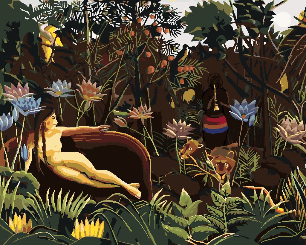 zuty Malování podle čísel - SEN (HENRI ROUSSEAU) - Rozměr: 40x50 cm, Rámování: Varianta: vypnuté plátno na rám - obrázek 9