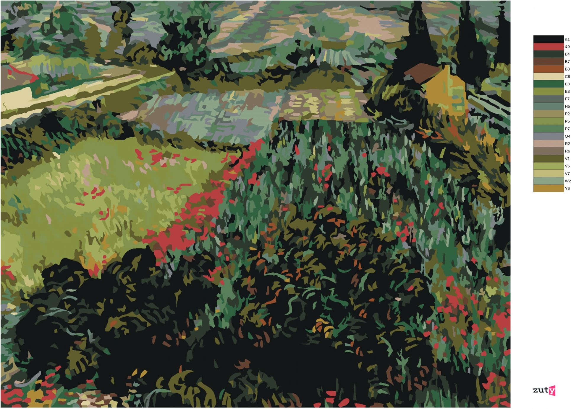 zuty Malování podle čísel - POLE S MÁKY (VINCENT VAN GOGH) - Rozměr: 40x50 cm, Rámování: Varianta: vypnuté plátno na rám - obrázek 4