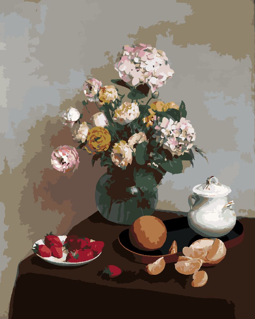 zuty Malování podle čísel - KVĚTINY A OVOCE (HENRI FANTIN-LATOUR) - Rozměr: 40x50 cm, Rámování: Varianta: vypnuté plátno na rám - obrázek 9