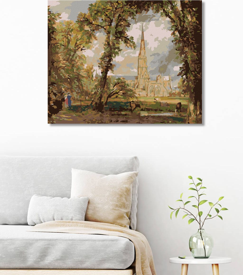 zuty Malování podle čísel - POHLED NA KATEDRÁLU V SALISBURY (JOHN CONSTABLE) - Rozměr: 40x50 cm, Rámování: Varianta: bez rámu a bez vypnutí plátna - obrázek 6