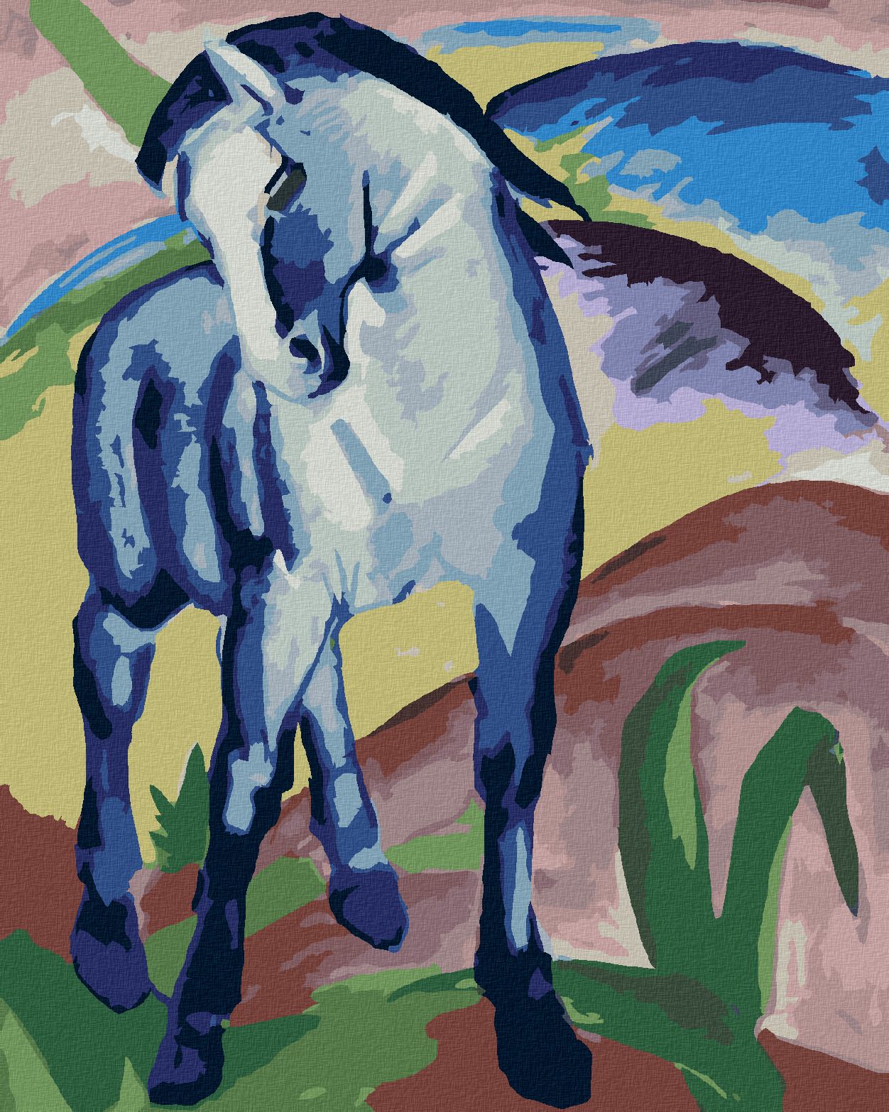 zuty Malování podle čísel - MODRÝ KŮŇ (FRANZ MARC) - Rozměr: 40x50 cm, Rámování: Varianta: bez rámu a bez vypnutí plátna - obrázek 1