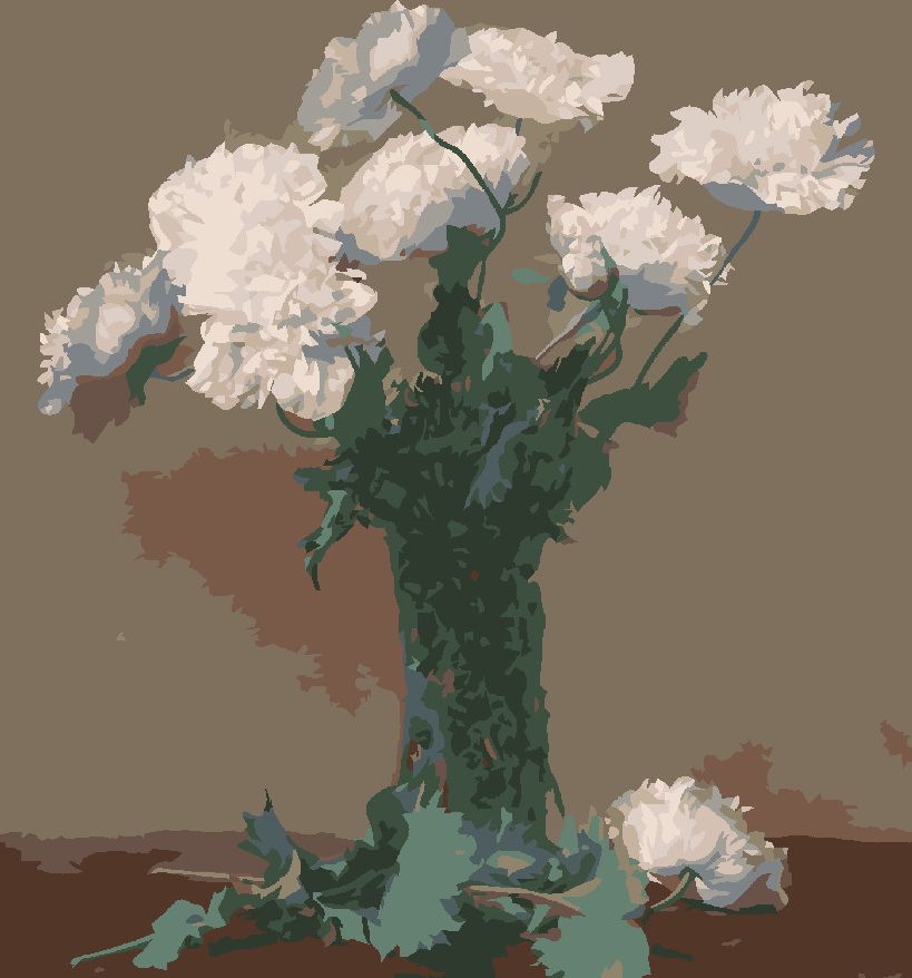 zuty Malování podle čísel - PIVOŇKY (HENRI FANTIN-LATOUR) - Rozměr: 40x50 cm, Rámování: Varianta: bez rámu a bez vypnutí plátna - obrázek 6