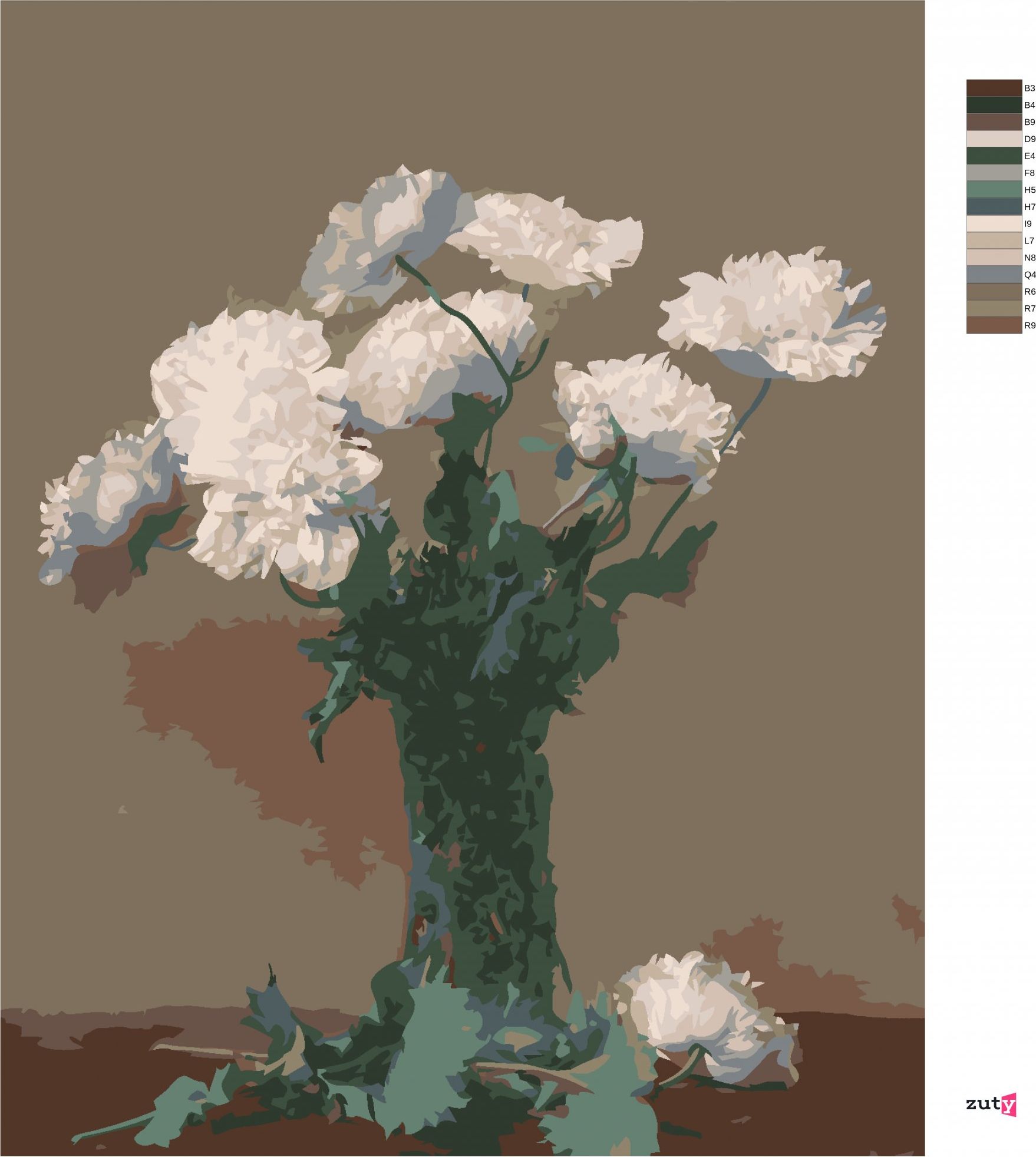 zuty Malování podle čísel - PIVOŇKY (HENRI FANTIN-LATOUR) - Rozměr: 40x50 cm, Rámování: Varianta: bez rámu a bez vypnutí plátna - obrázek 10