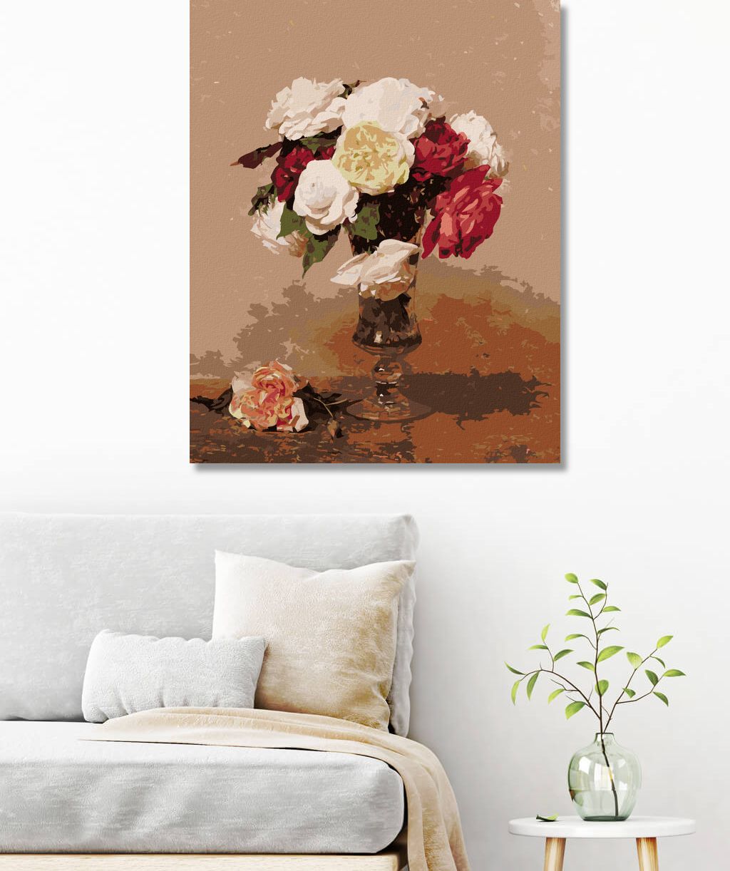 zuty Malování podle čísel - VÁZA S RŮŽEMI (HENRI FANTIN-LATOUR) - Rozměr: 40x50 cm, Rámování: Varianta: bez rámu a bez vypnutí plátna - obrázek 3
