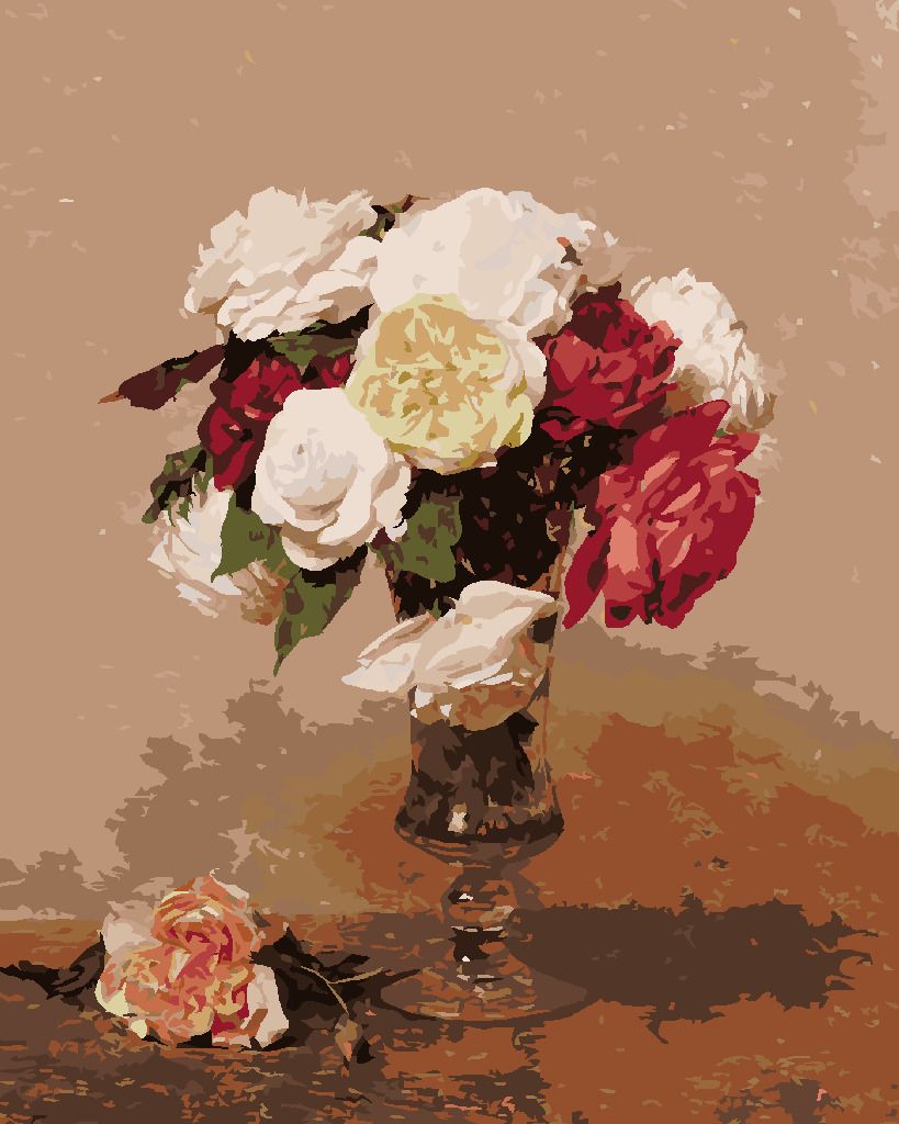 zuty Malování podle čísel - VÁZA S RŮŽEMI (HENRI FANTIN-LATOUR) - Rozměr: 40x50 cm, Rámování: Varianta: bez rámu a bez vypnutí plátna - obrázek 5