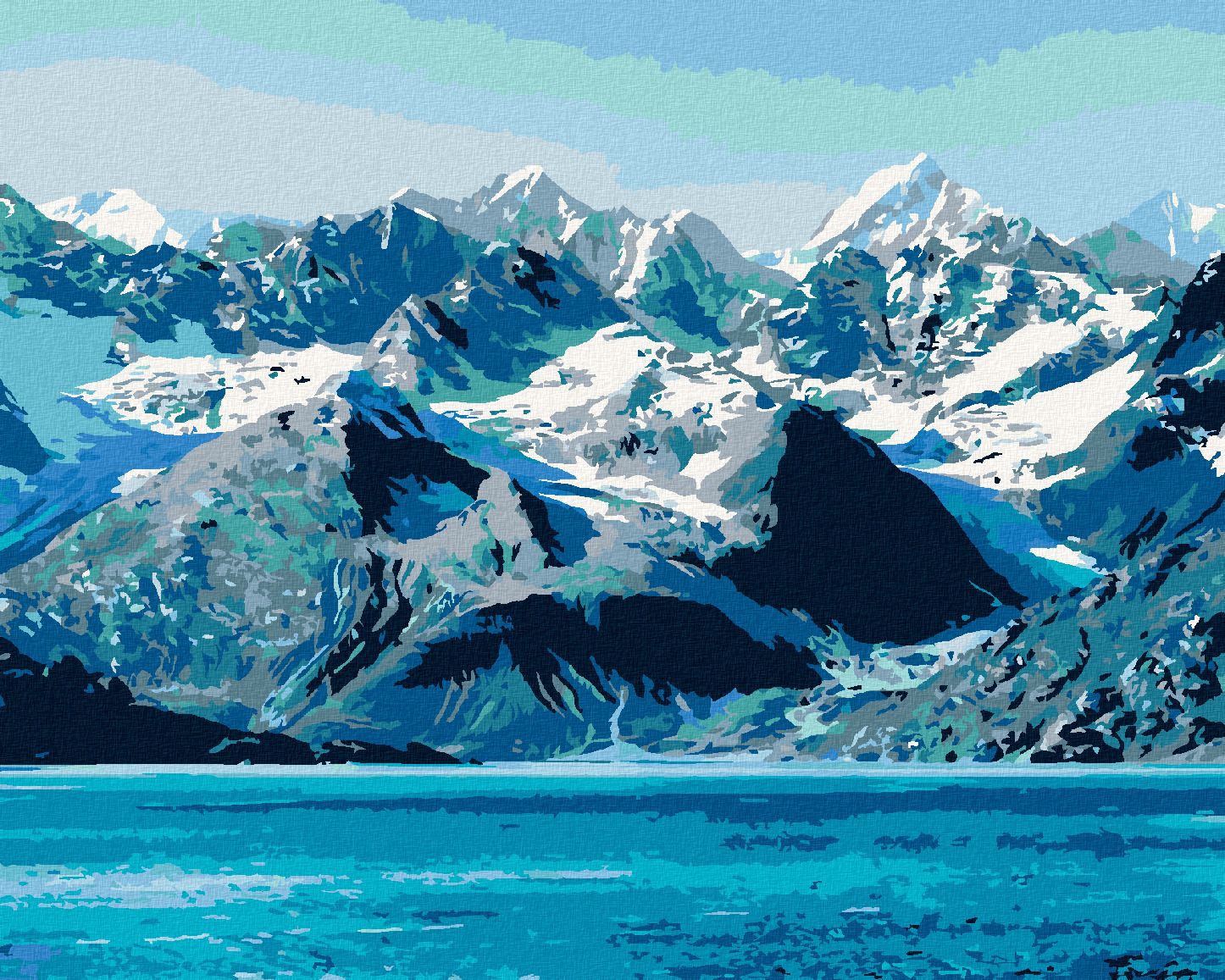 zuty Malování podle čísel - NÁRODNÍ PARK GLACIER BAY - Rozměr: 40x50 cm, Rámování: Varianta: bez rámu a bez vypnutí plátna - obrázek 1