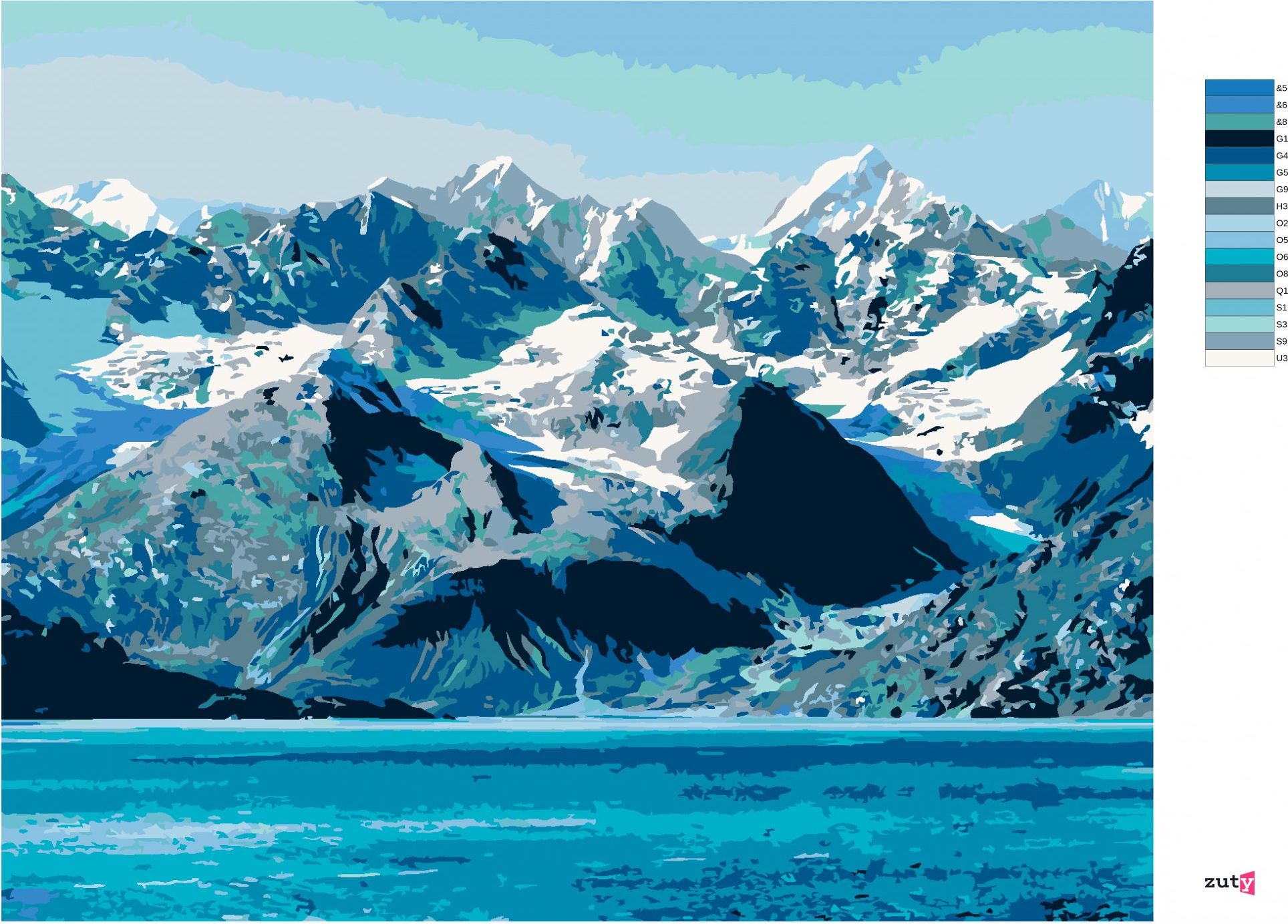 zuty Malování podle čísel - NÁRODNÍ PARK GLACIER BAY - Rozměr: 40x50 cm, Rámování: Varianta: vypnuté plátno na rám - obrázek 4