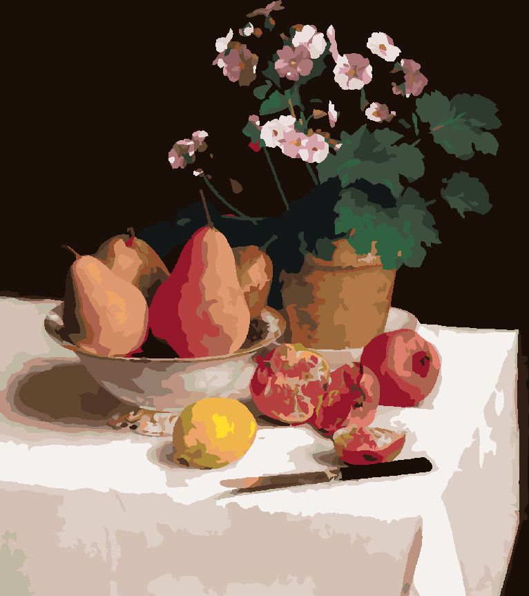 zuty Malování podle čísel - ZÁTIŠÍ, PRIMULE, HRUŠKY A GRANÁTOVÁ JABLKA (HENRI FANTIN-LATOUR) - Rozměr: 40x50 cm, Rámování: Varianta: bez rámu a bez vypnutí plátna - obrázek 10