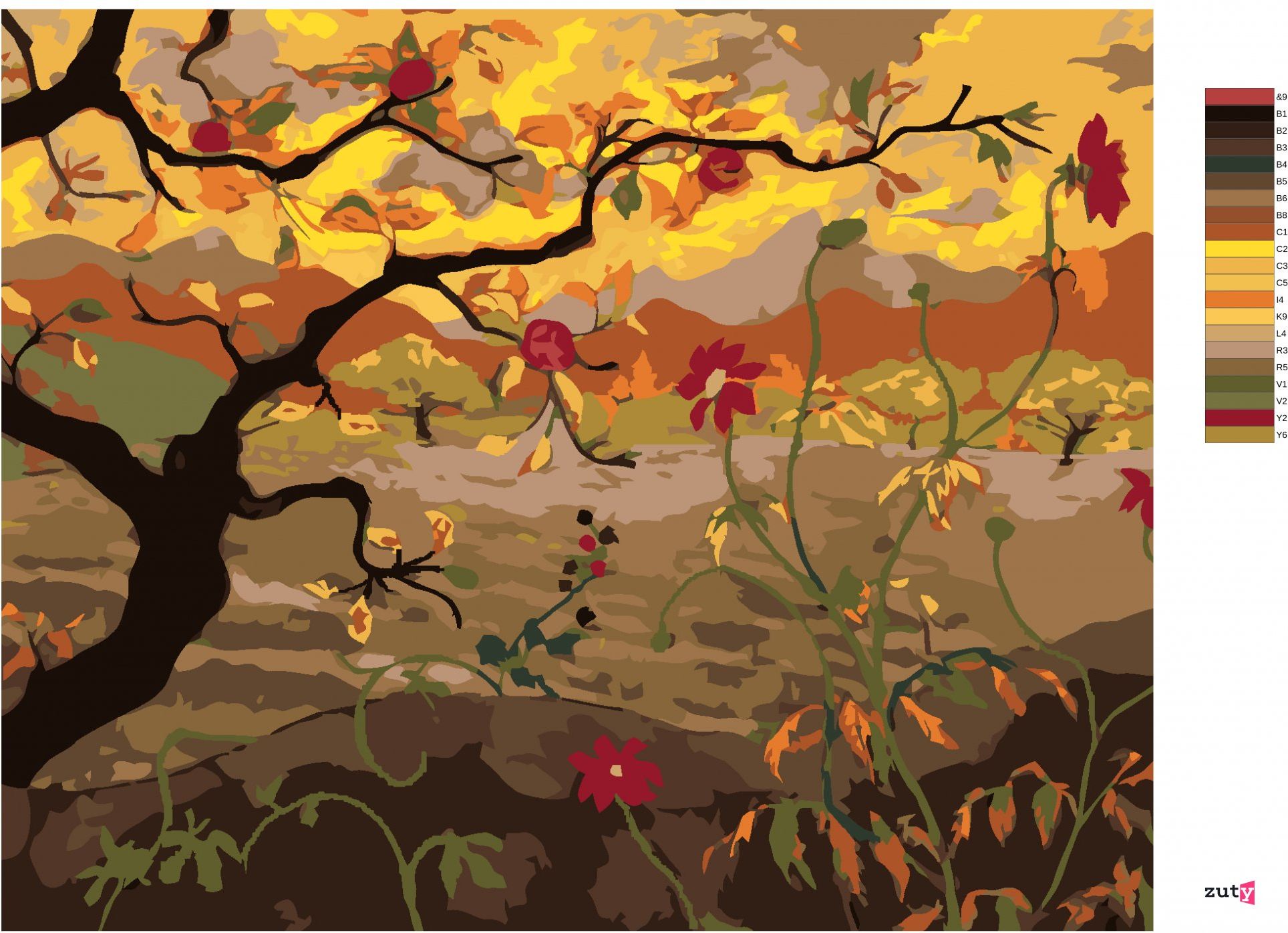 zuty Malování podle čísel - JABLOŇ S ČERVENÝMI PLODY (PAUL RANSON) - Rozměr: 40x50 cm, Rámování: Varianta: bez rámu a bez vypnutí plátna - obrázek 9