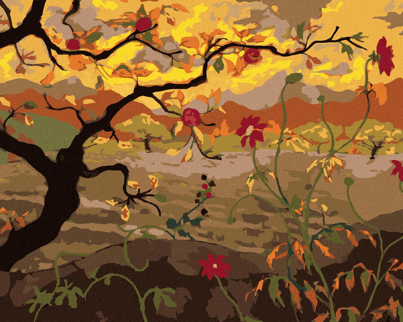 zuty Malování podle čísel - JABLOŇ S ČERVENÝMI PLODY (PAUL RANSON) - Rozměr: 40x50 cm, Rámování: Varianta: vypnuté plátno na rám - obrázek 1