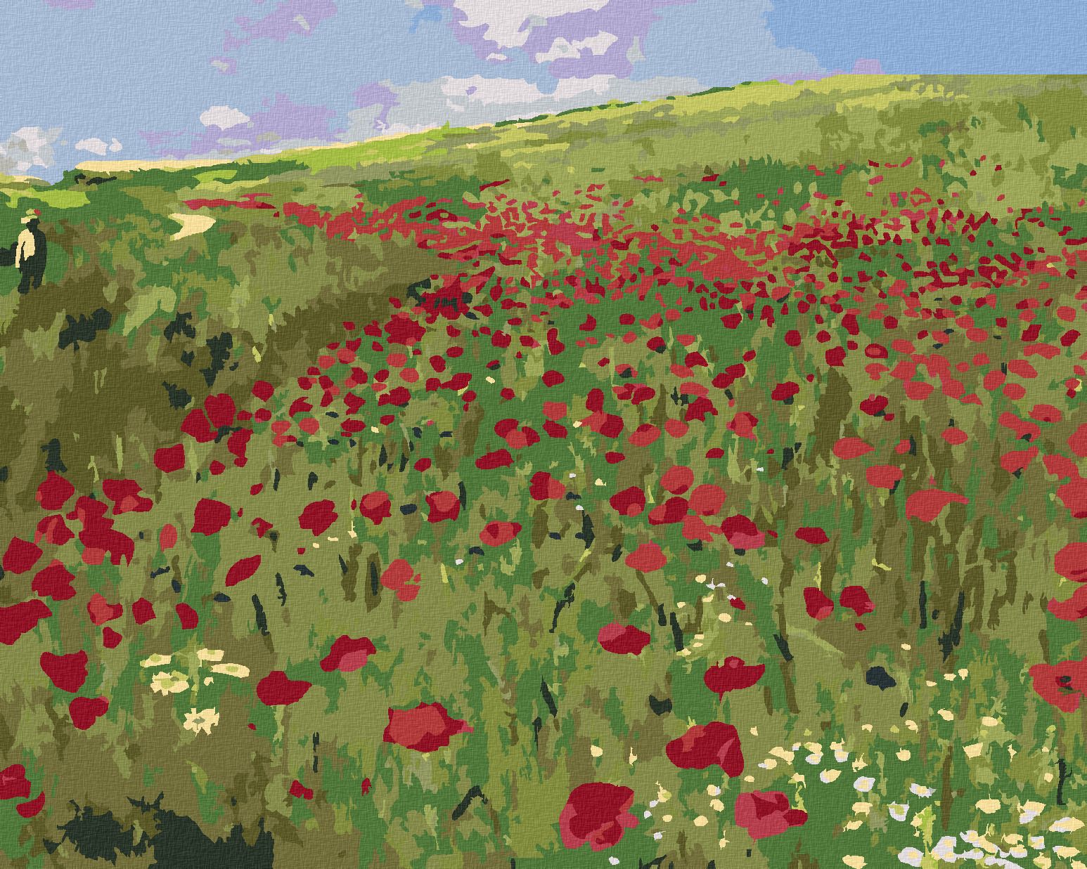 zuty Malování podle čísel - LOUKA S MÁKY (PÁL SZINYEI MERSE) - Rozměr: 40x50 cm, Rámování: Varianta: vypnuté plátno na rám - obrázek 1