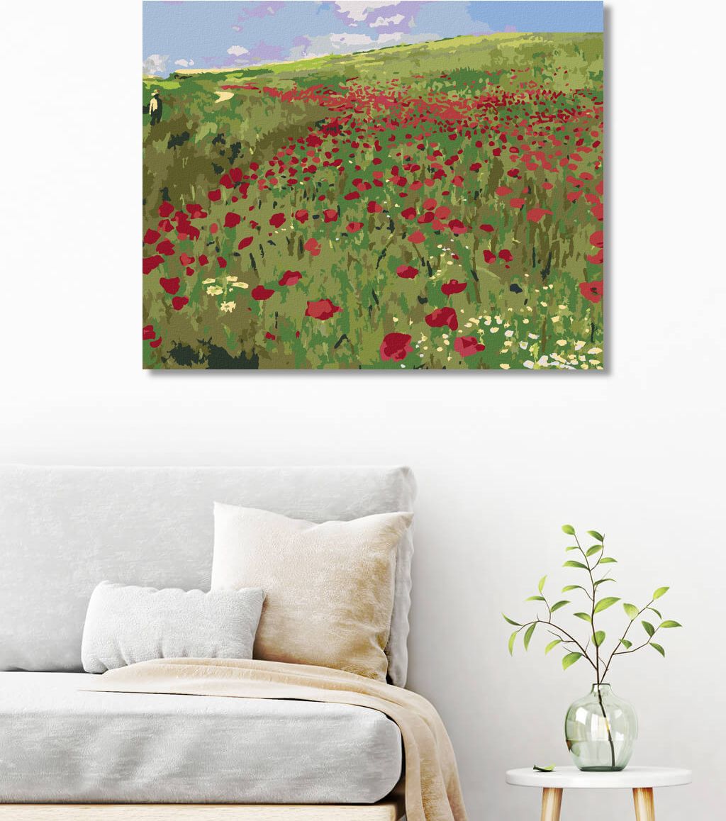zuty Malování podle čísel - LOUKA S MÁKY (PÁL SZINYEI MERSE) - Rozměr: 40x50 cm, Rámování: Varianta: vypnuté plátno na rám - obrázek 3