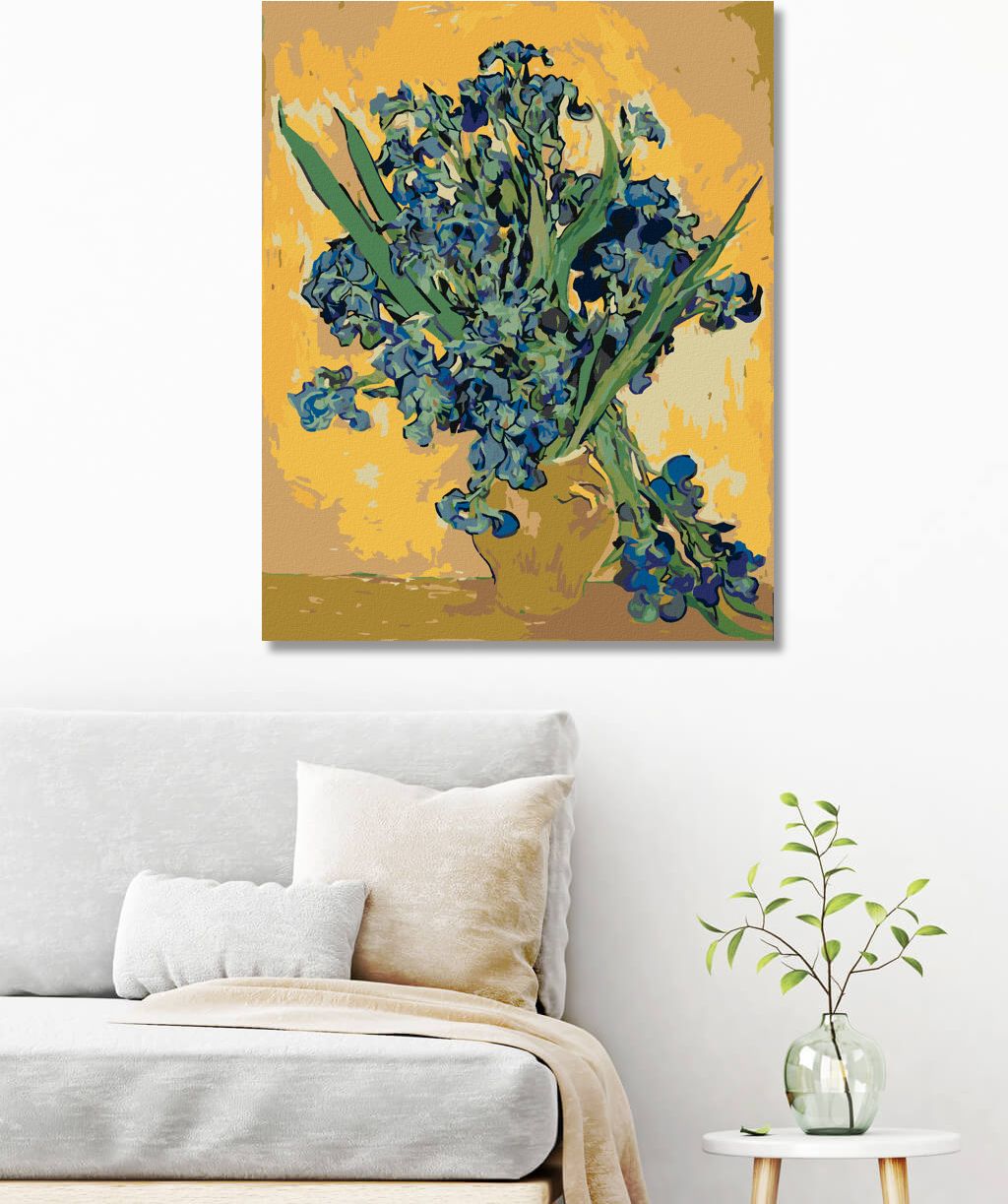zuty Malování podle čísel - ZÁTIŠÍ VÁZA S KOSATCI NA ŽLUTÉM POZADÍ (VINCENT VAN GOGH) - Rozměr: 40x50 cm, Rámování: Varianta: vypnuté plátno na rám - obrázek 9