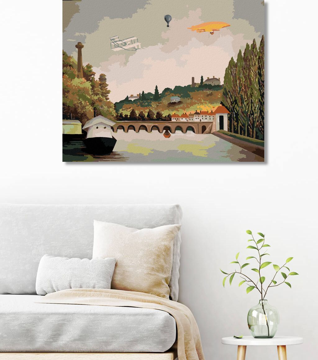 zuty Malování podle čísel - POHLED NA MOST V SEVRES A KOPCE CLAMART (HENRI ROUSSEAU) - Rozměr: 40x50 cm, Rámování: Varianta: bez rámu a bez vypnutí plátna - obrázek 3