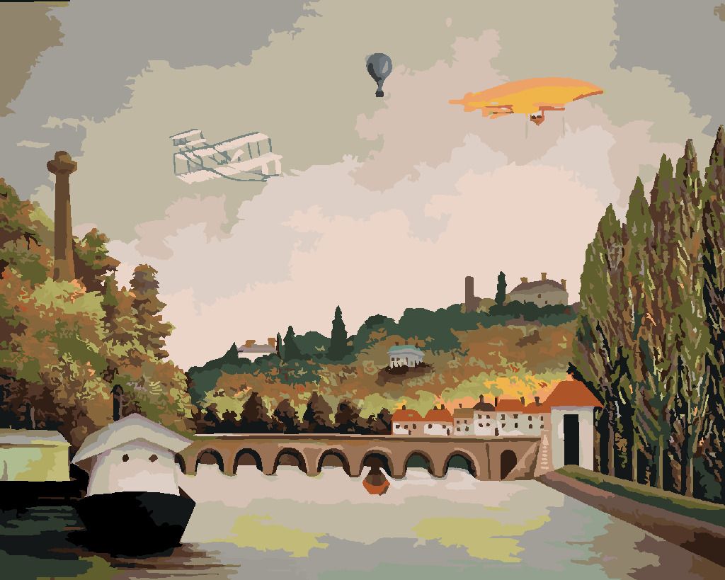 zuty Malování podle čísel - POHLED NA MOST V SEVRES A KOPCE CLAMART (HENRI ROUSSEAU) - Rozměr: 40x50 cm, Rámování: Varianta: bez rámu a bez vypnutí plátna - obrázek 7