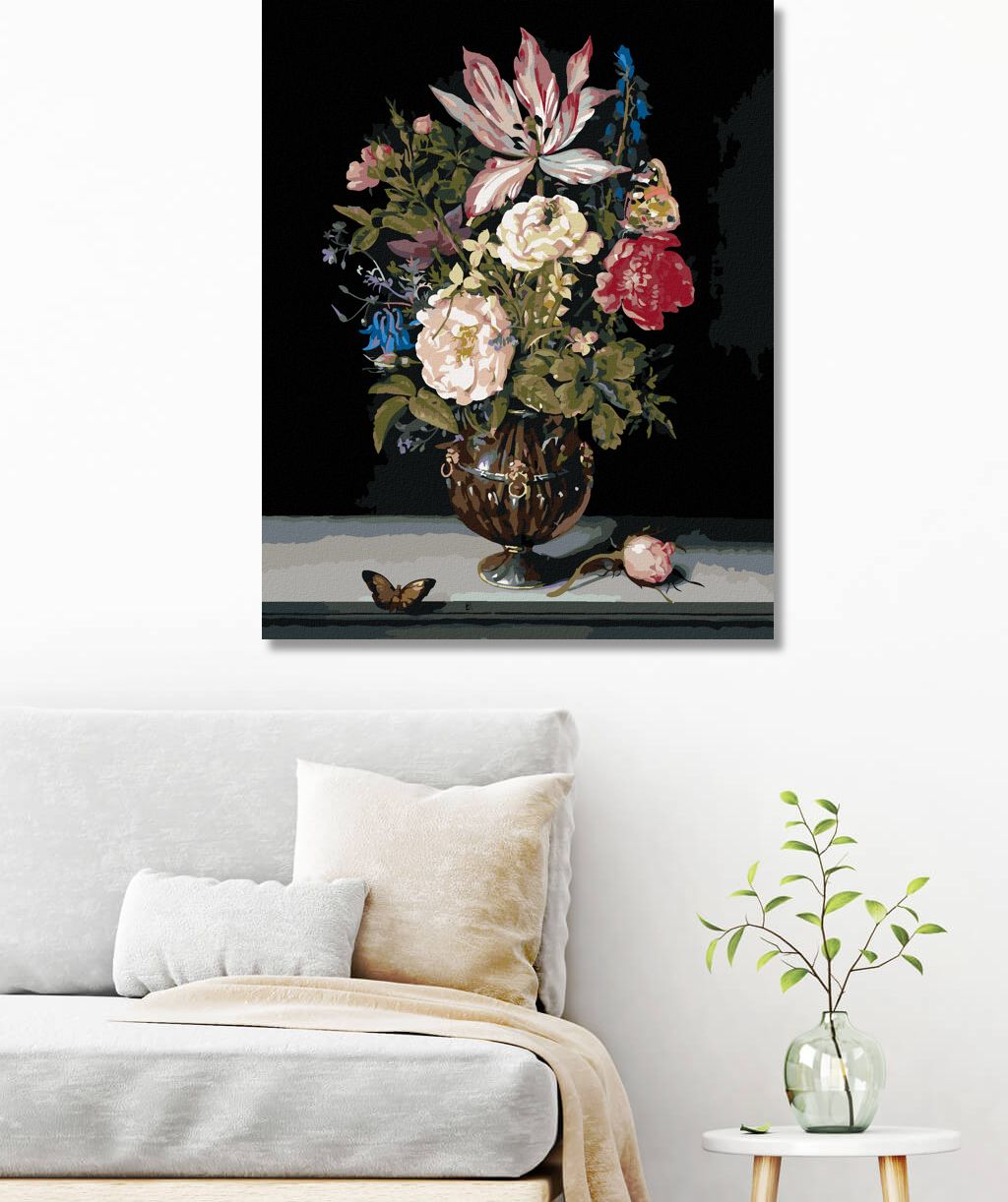zuty Malování podle čísel - ZÁTIŠÍ S KVĚTINAMI (AMBROSIUS BOSSCHAERT) - Rozměr: 40x50 cm, Rámování: Varianta: vypnuté plátno na rám - obrázek 3