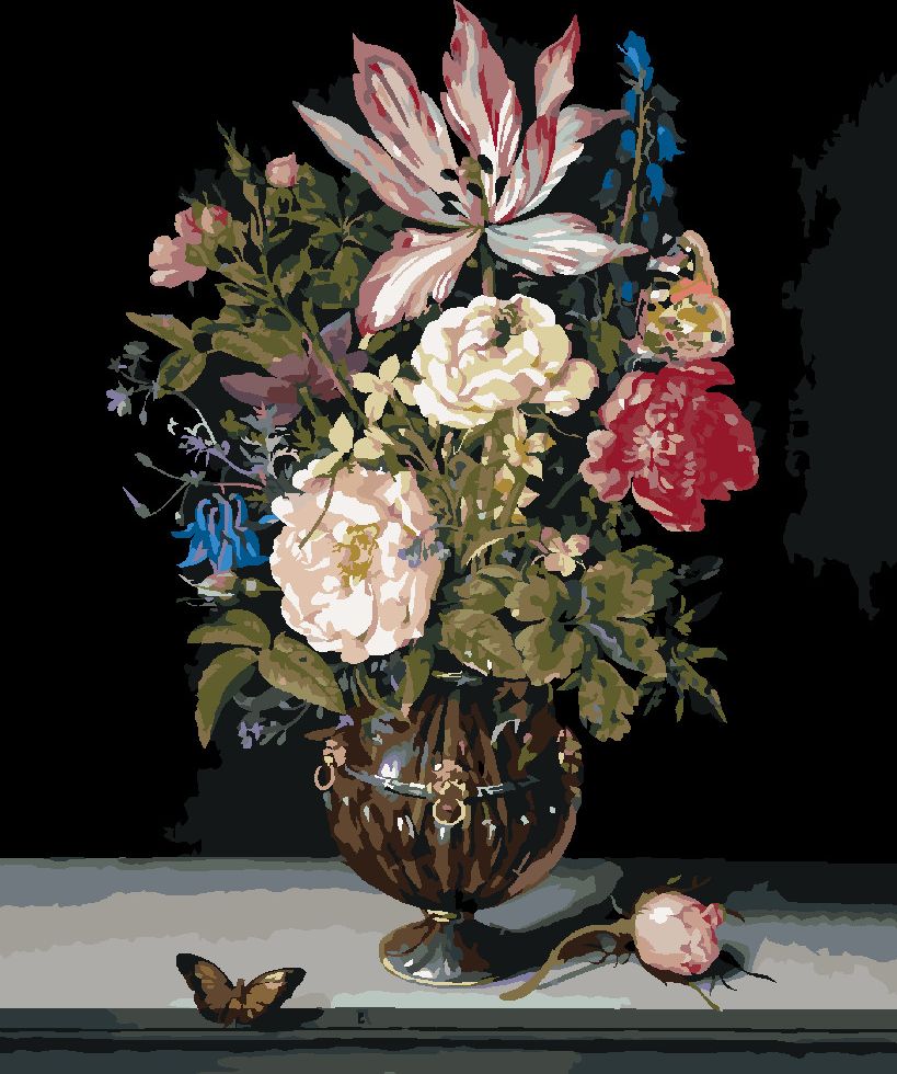zuty Malování podle čísel - ZÁTIŠÍ S KVĚTINAMI (AMBROSIUS BOSSCHAERT) - Rozměr: 40x50 cm, Rámování: Varianta: vypnuté plátno na rám - obrázek 10