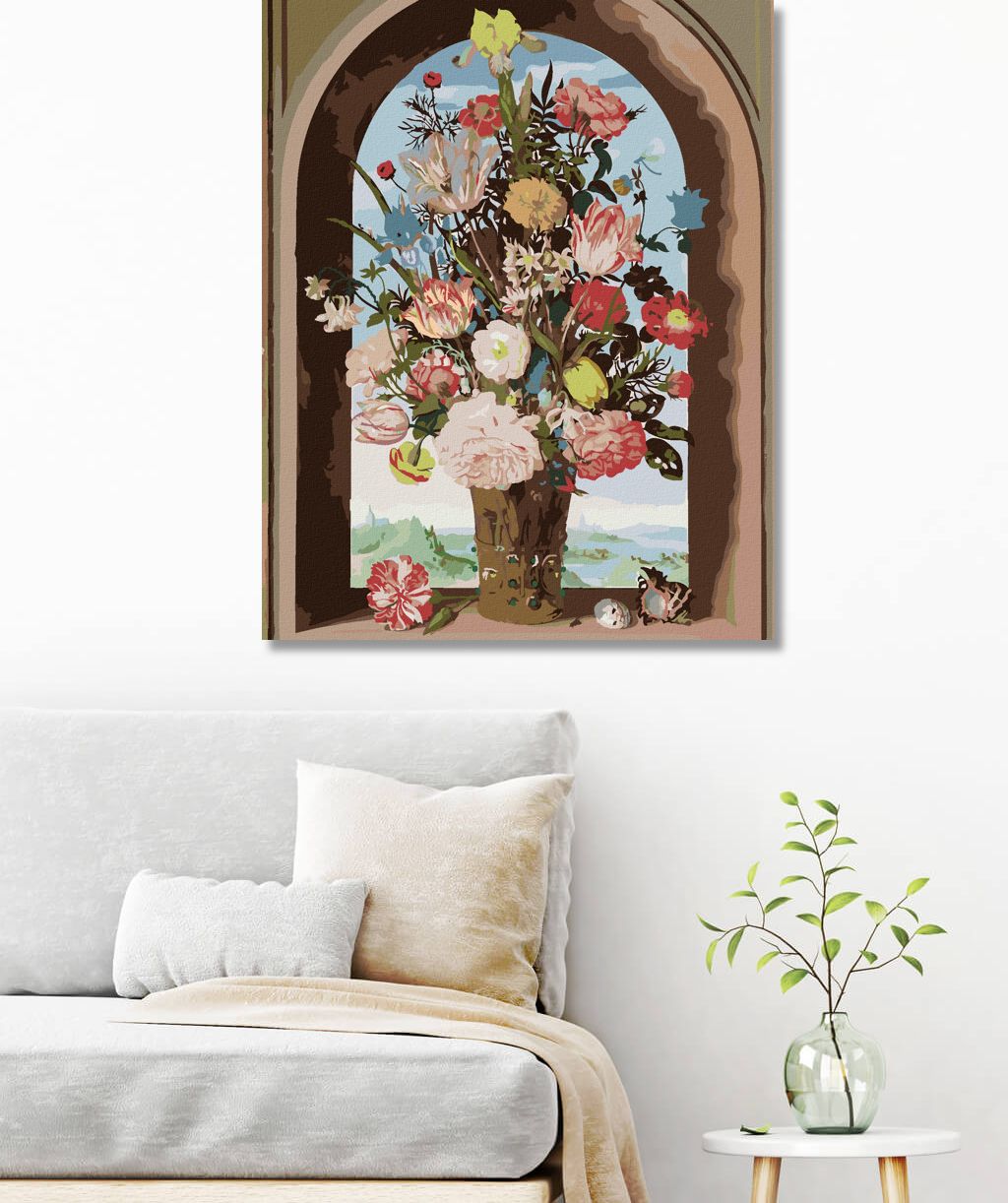 zuty Malování podle čísel - VÁZA S KVĚTINAMI V OKENNÍM VÝKLENKU (AMBROSIUS BOSSCHAERT) - Rozměr: 40x50 cm, Rámování: Varianta: bez rámu a bez vypnutí plátna - obrázek 8