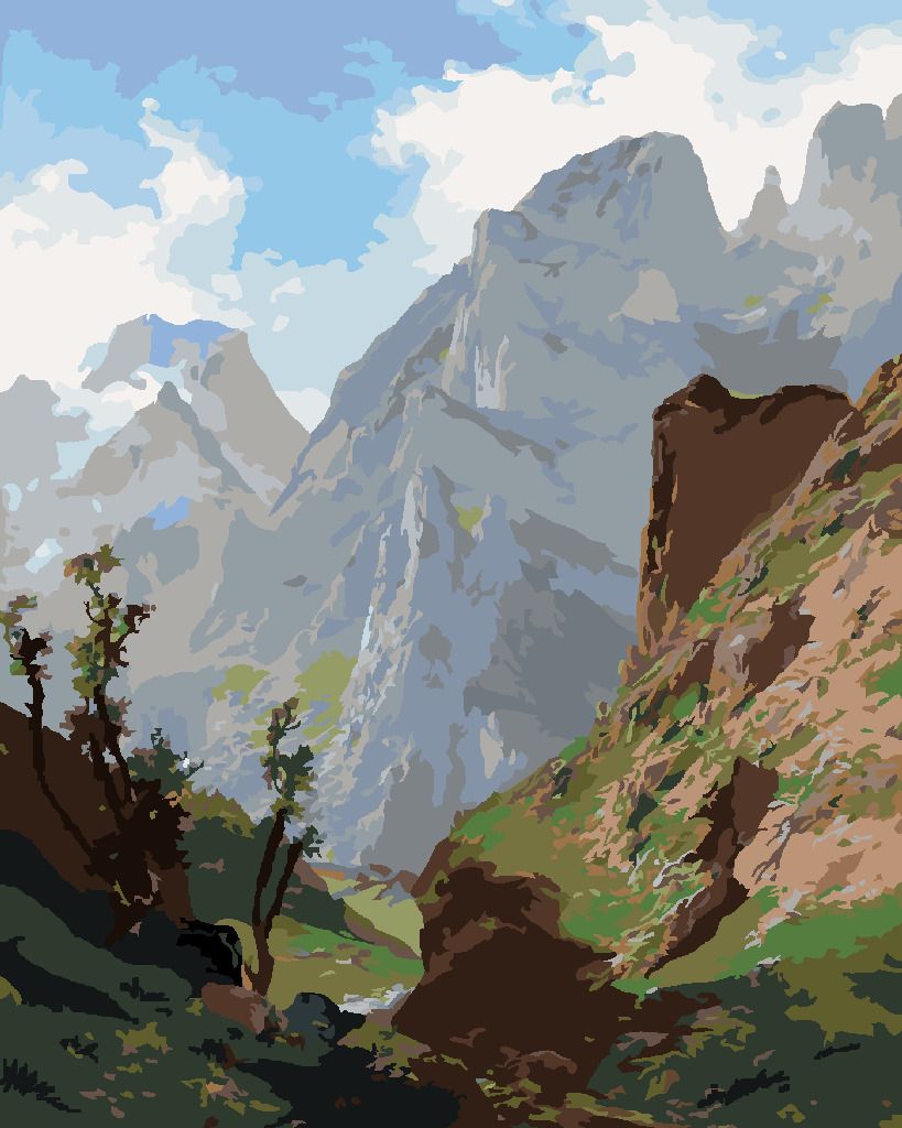 zuty Malování podle čísel - VRCHOLY EVROPY (CARLOS DE HAES) - Rozměr: 40x50 cm, Rámování: Varianta: vypnuté plátno na rám - obrázek 7