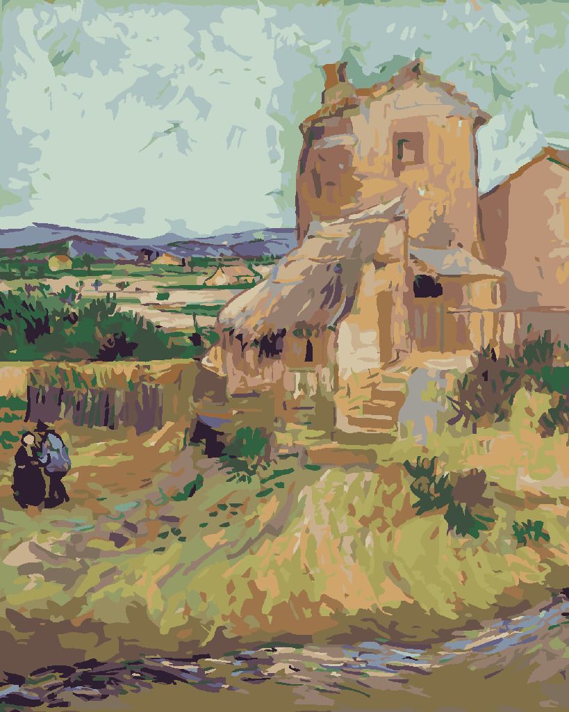 zuty Malování podle čísel - STARÝ MLÝN (VINCENT VAN GOGH) - Rozměr: 40x50 cm, Rámování: Varianta: bez rámu a bez vypnutí plátna - obrázek 6