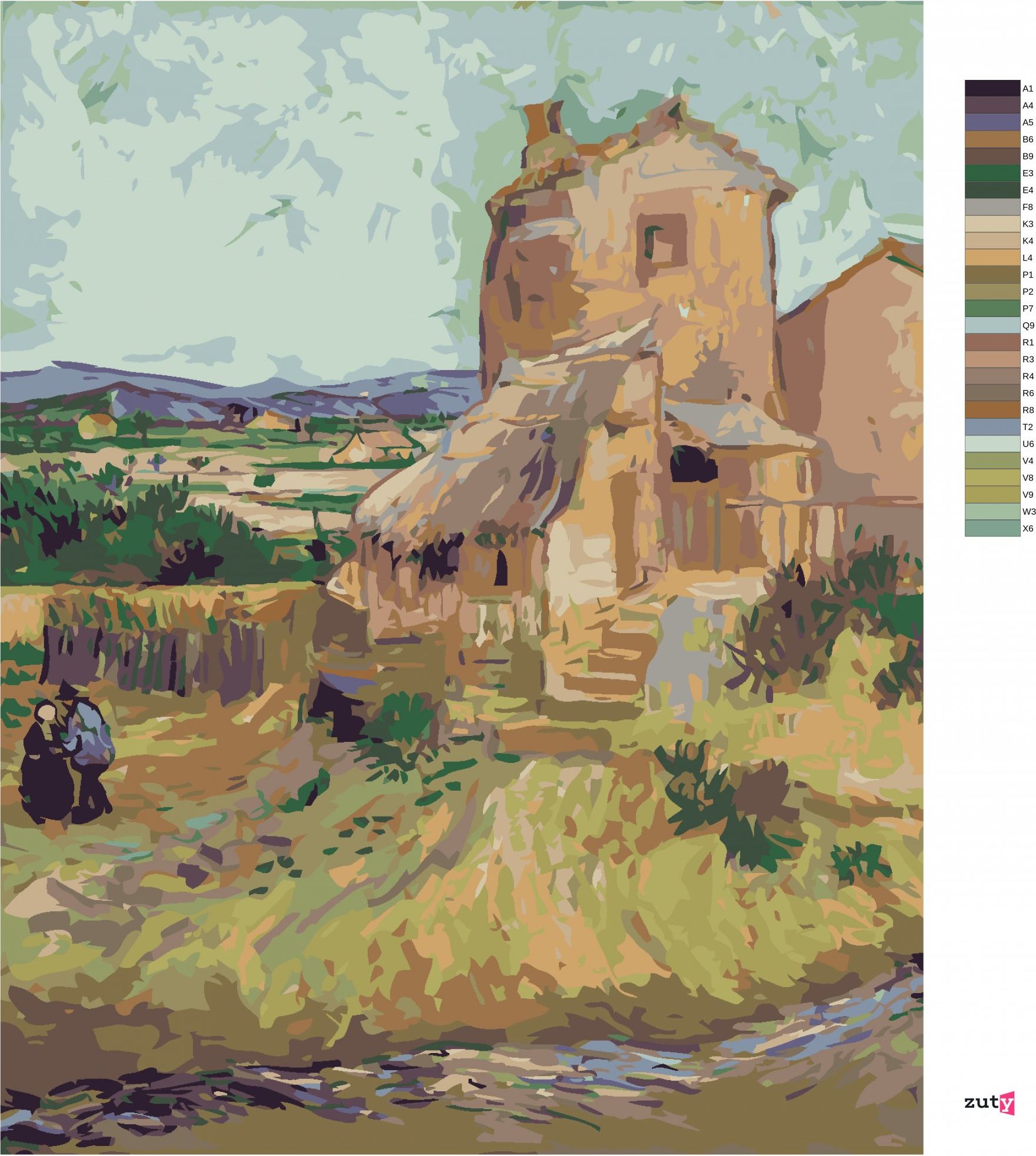zuty Malování podle čísel - STARÝ MLÝN (VINCENT VAN GOGH) - Rozměr: 40x50 cm, Rámování: Varianta: vypnuté plátno na rám - obrázek 5