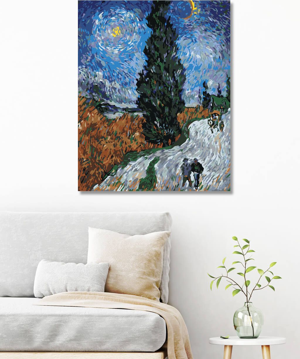 zuty Malování podle čísel - CESTA S CYPŘIŠEM A HVĚZDOU (VINCENT VAN GOGH) - Rozměr: 40x50 cm, Rámování: Varianta: bez rámu a bez vypnutí plátna - obrázek 7